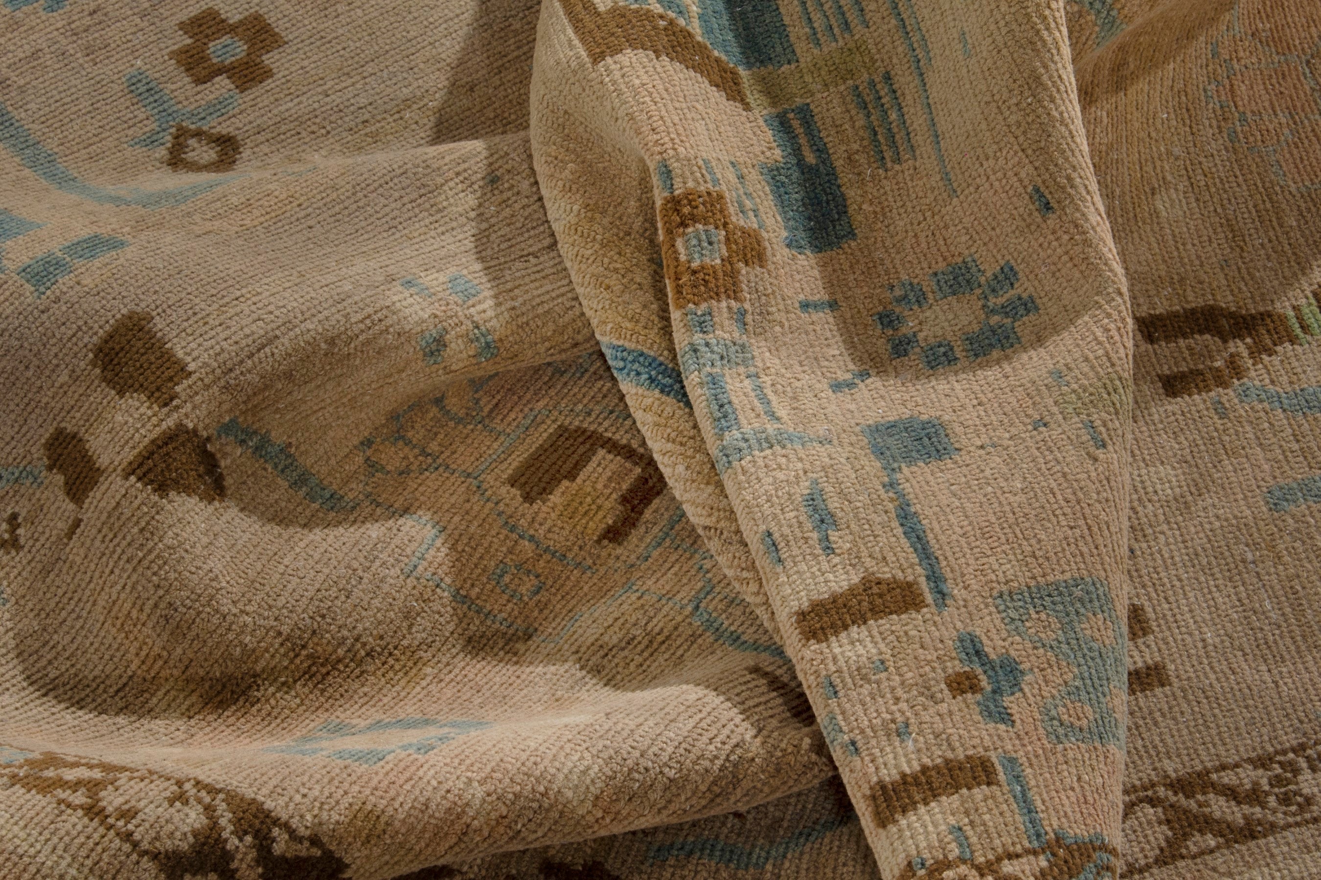 Persian Borujerd area rug in greige and tan, view 16 of 18