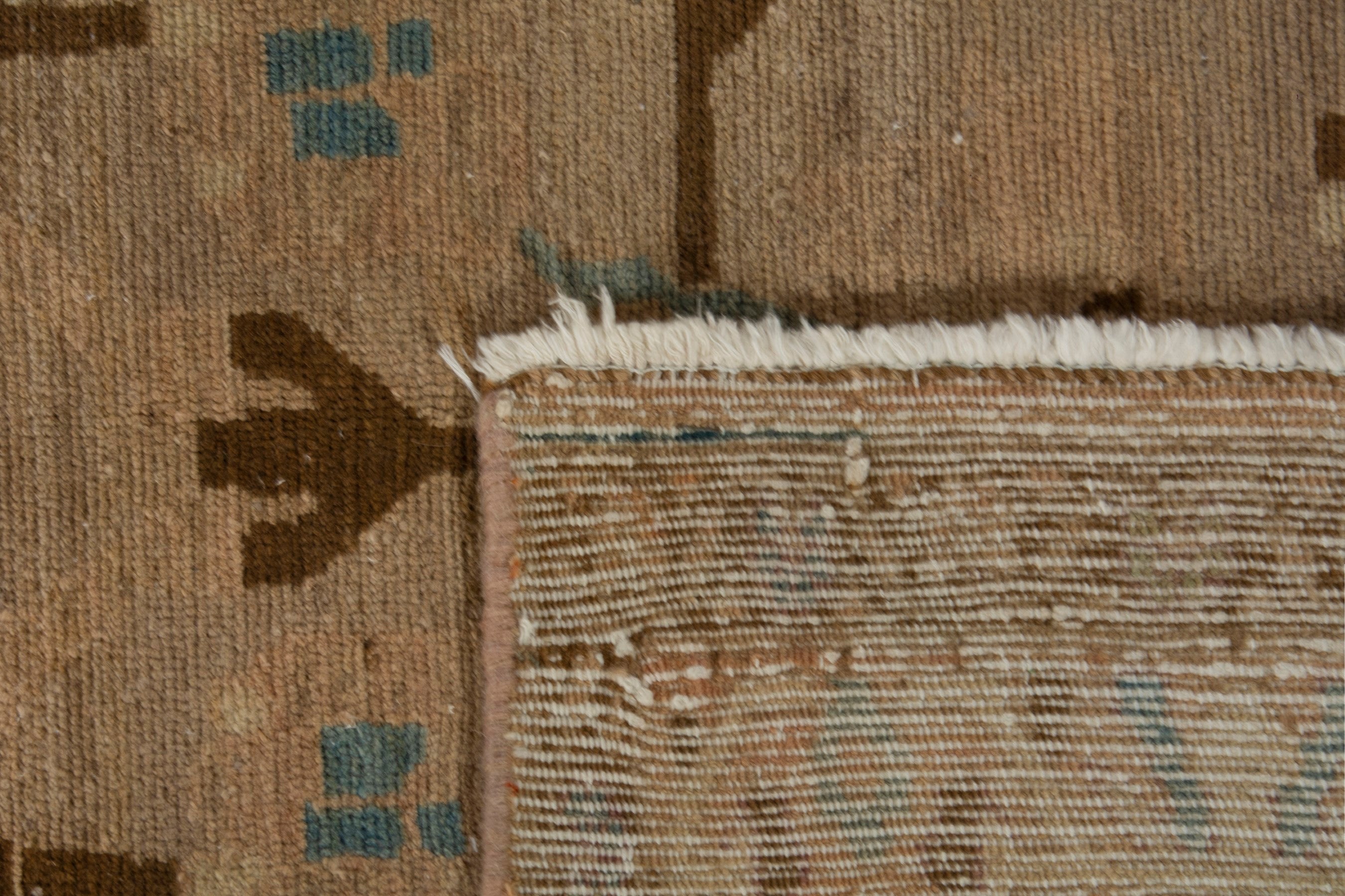 Persian Borujerd area rug in greige and tan, view 18 of 18