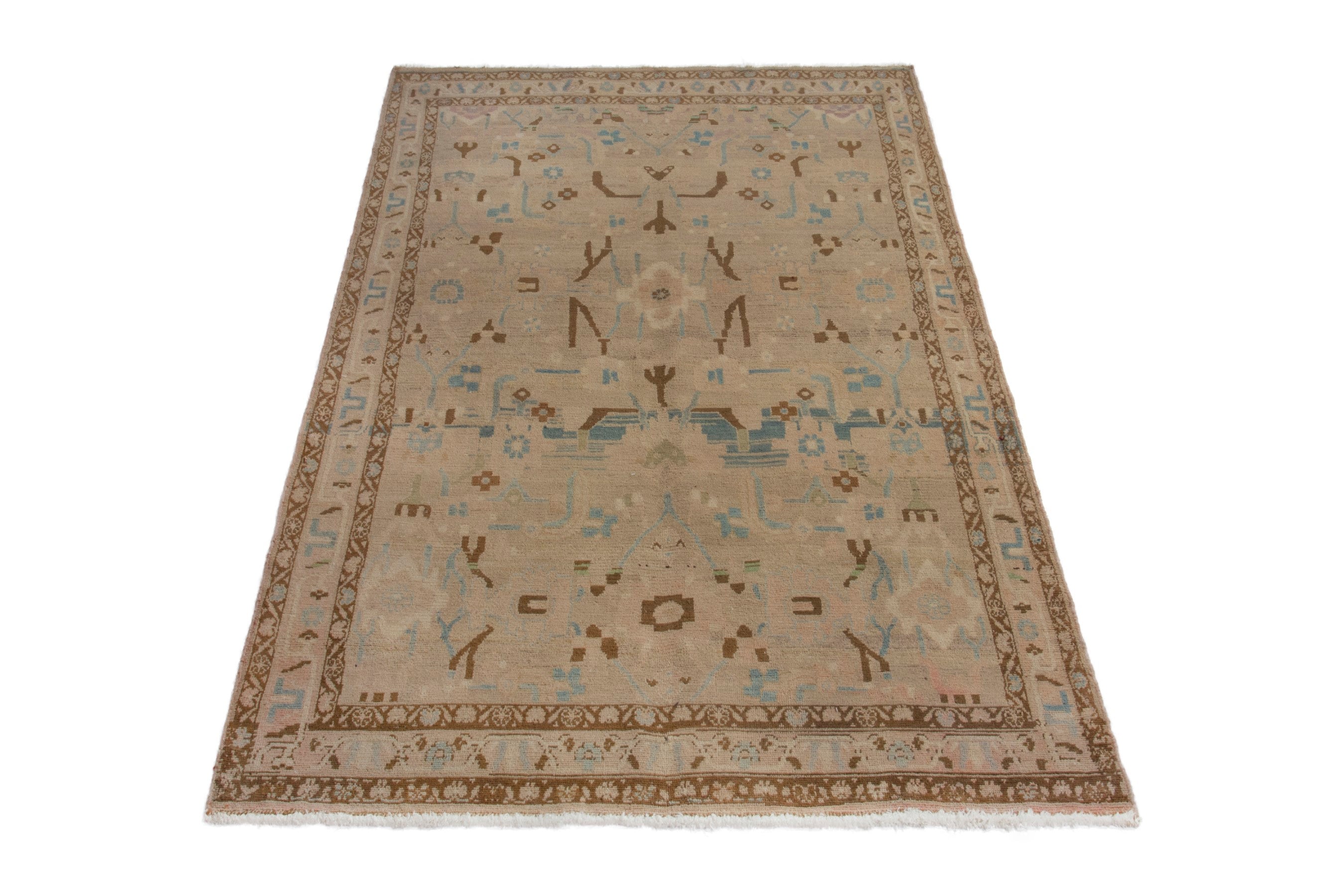 Persian Borujerd area rug in greige and tan, view 2 of 18