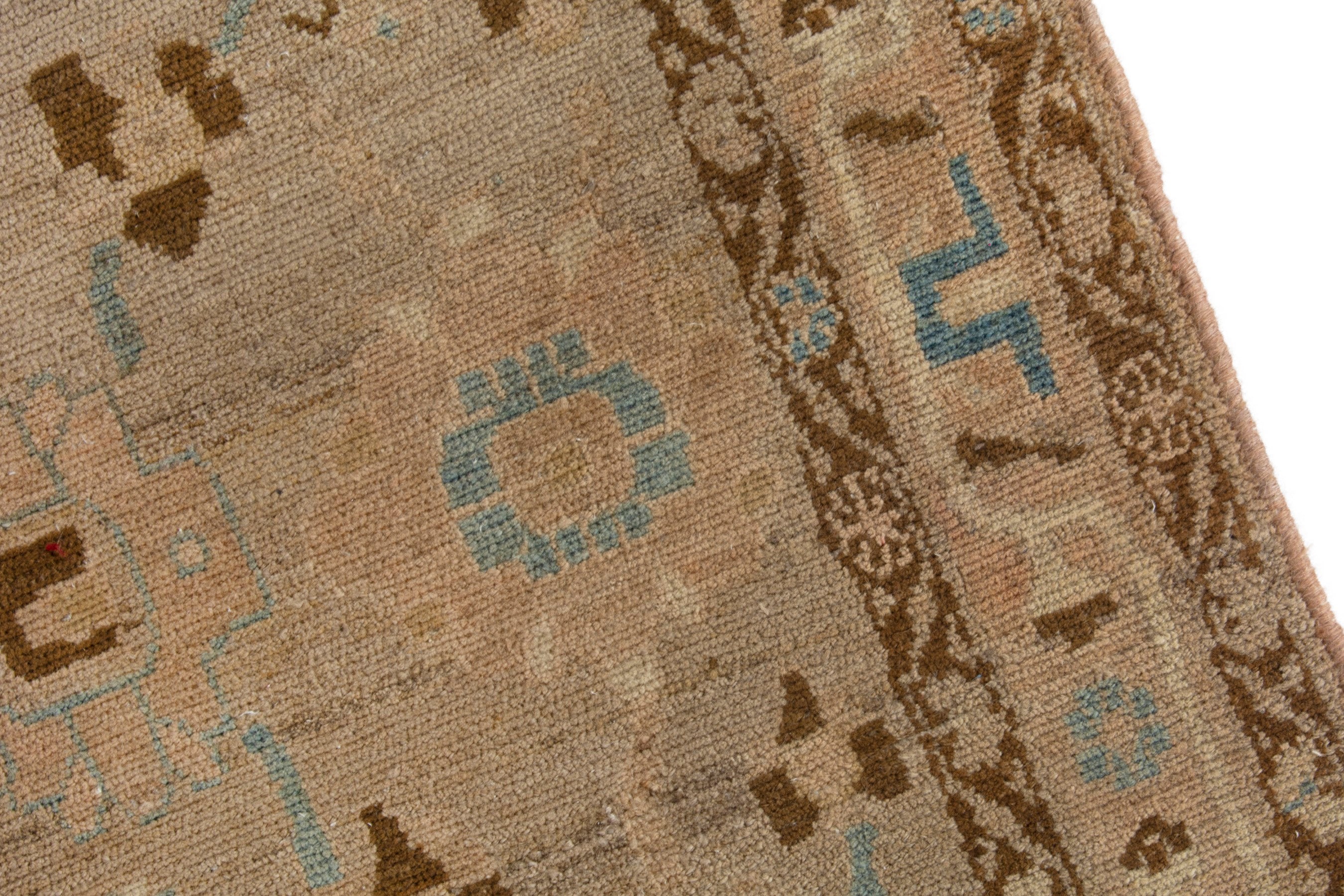 Persian Borujerd area rug in greige and tan, view 7 of 18