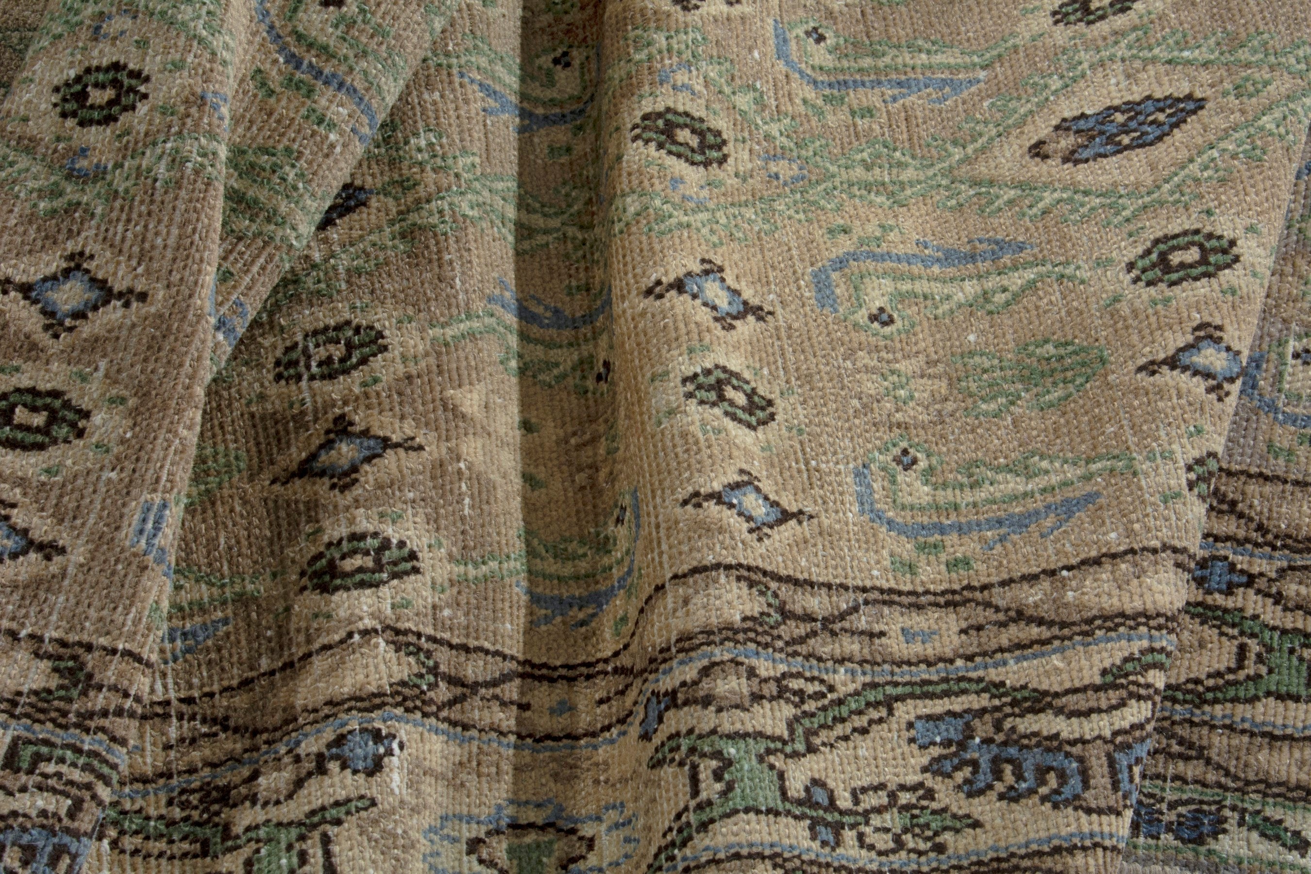 Persian Borujerd runner rug in sage and olive, view 15 of 17