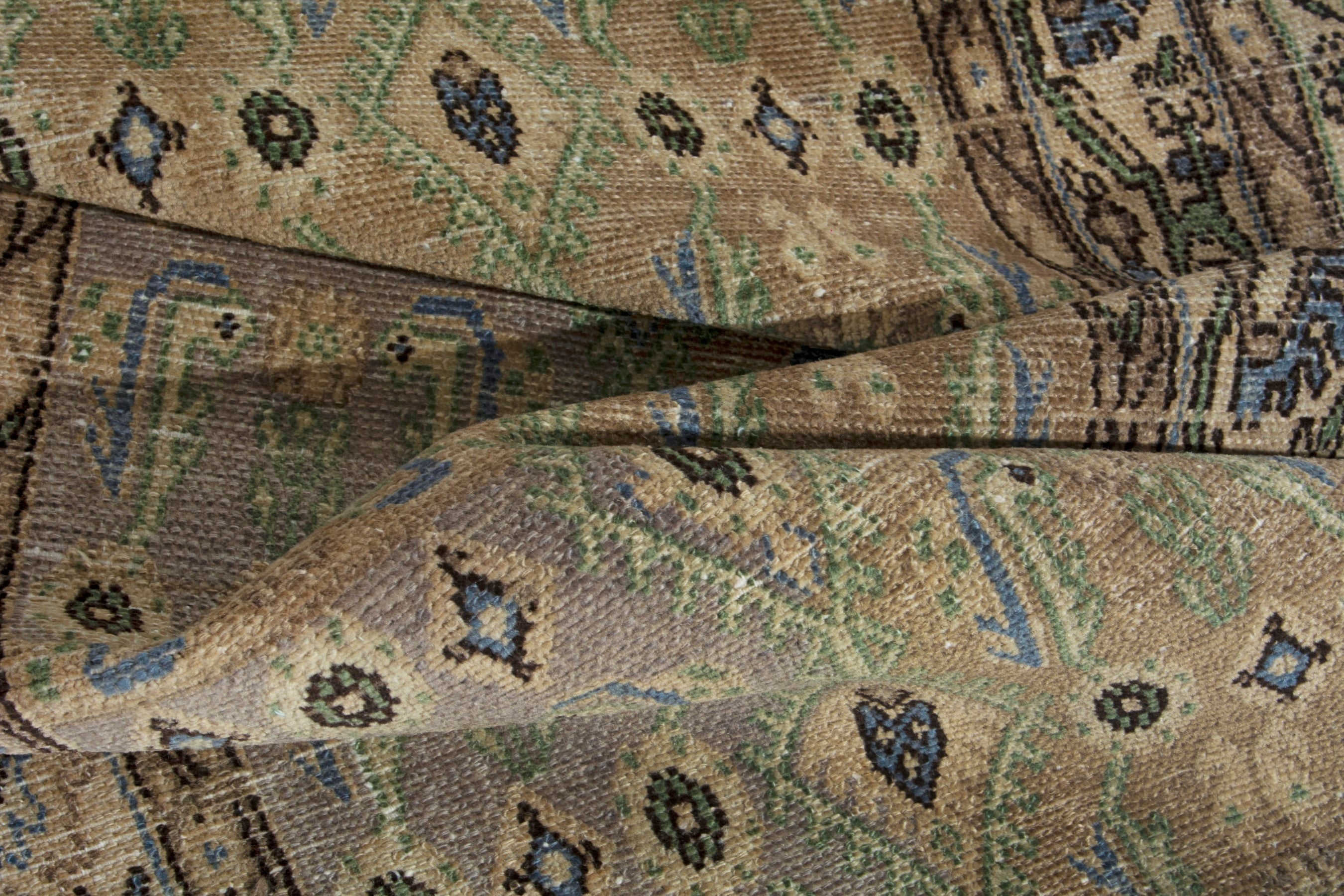 Persian Borujerd runner rug in sage and olive, view 16 of 17