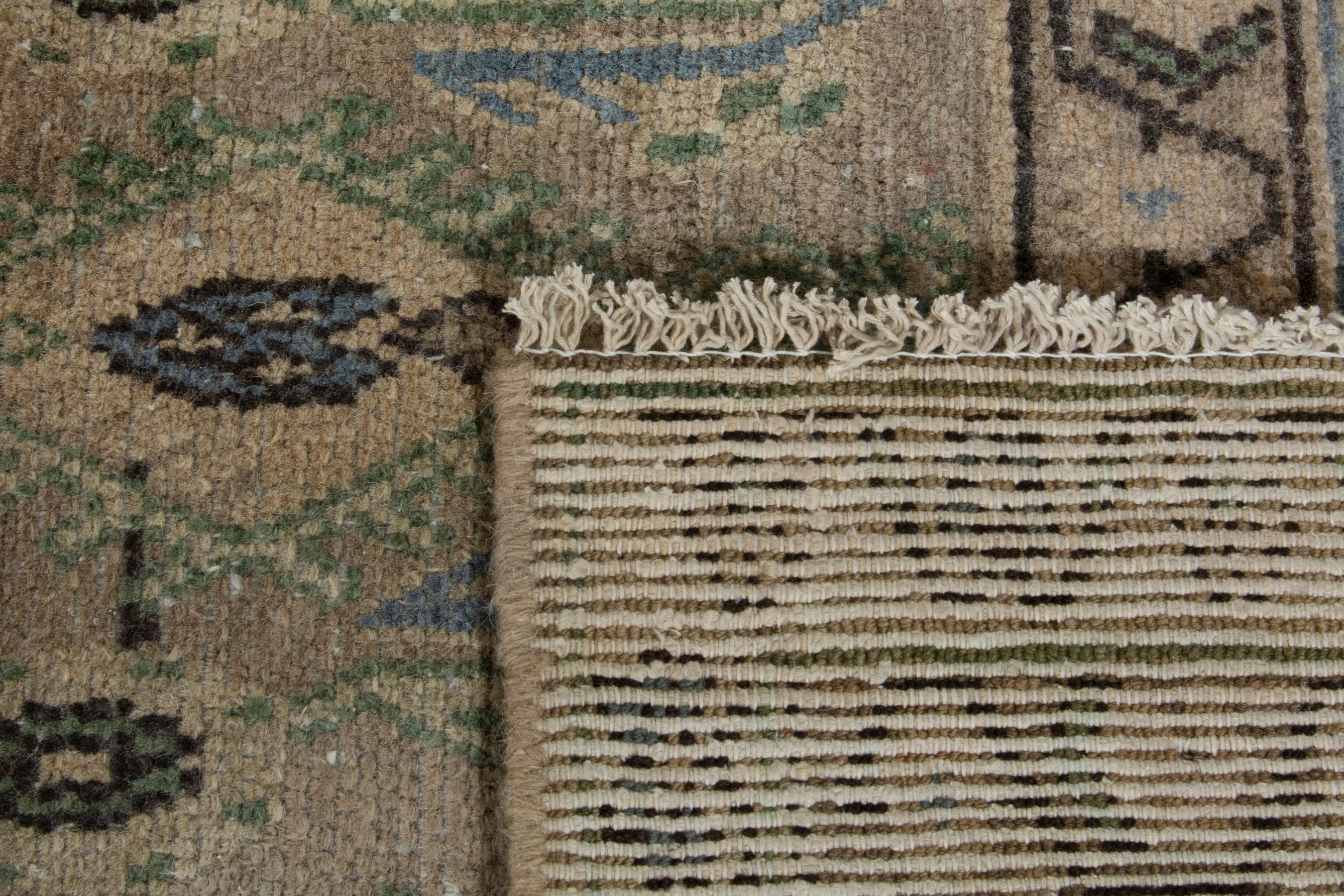 Persian Borujerd runner rug in sage and olive, view 17 of 17