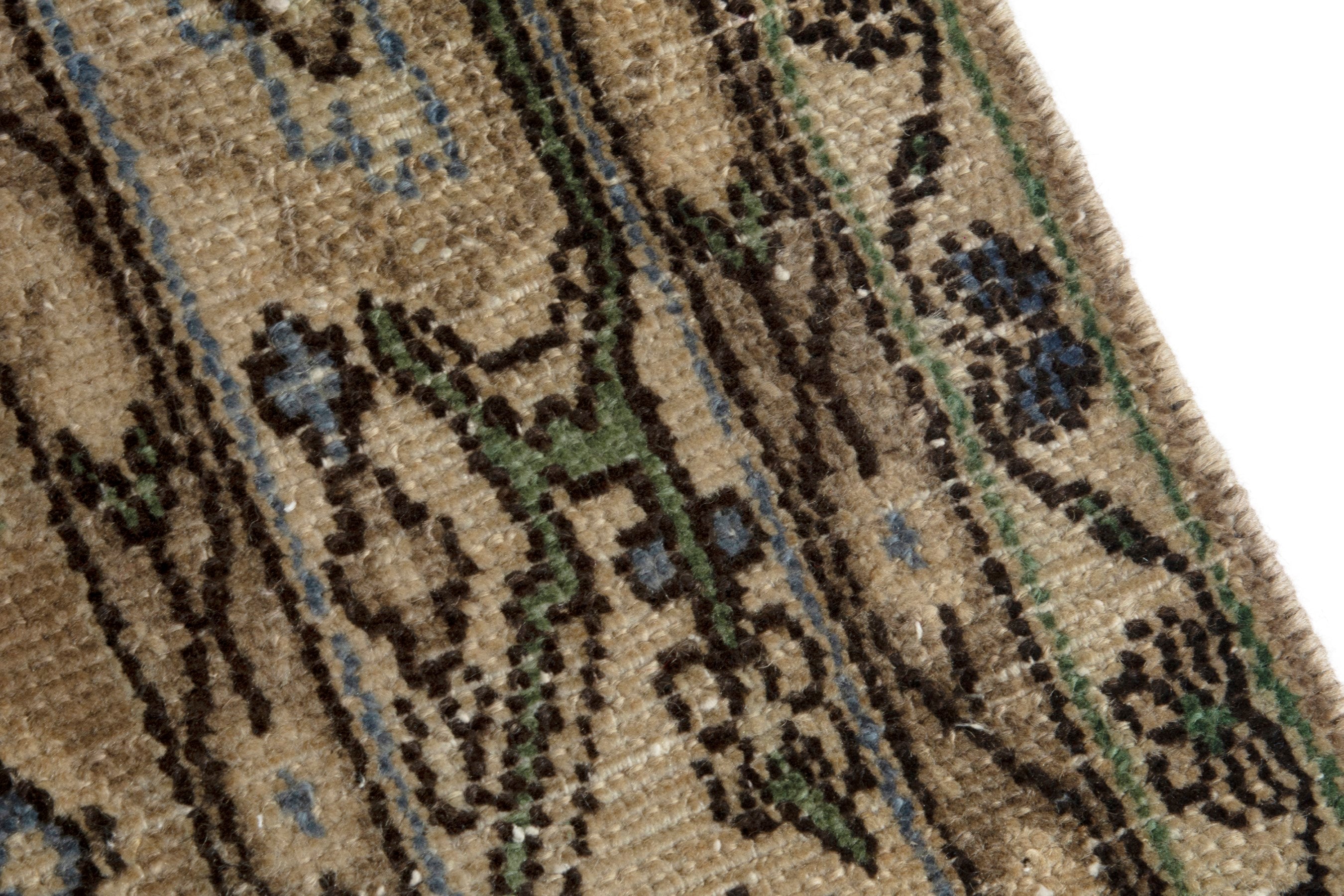 Persian Borujerd runner rug in sage and olive, view 10 of 17