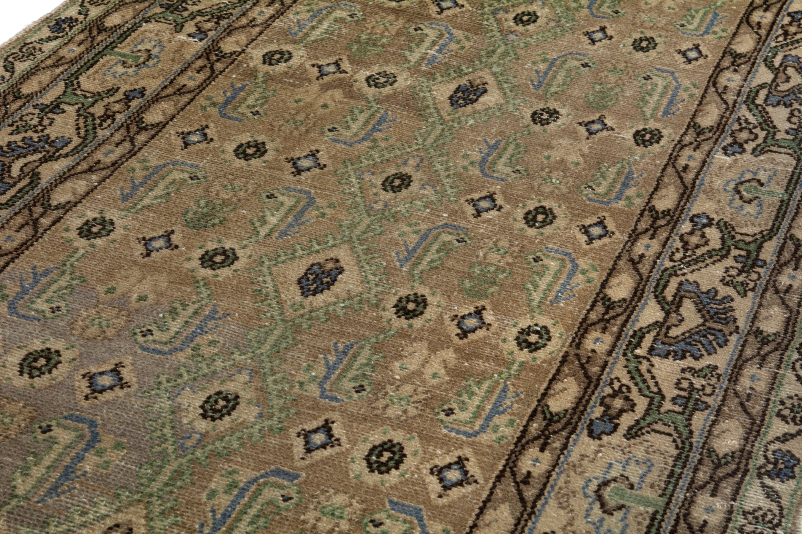 Persian Borujerd runner rug in sage and olive, view 7 of 17