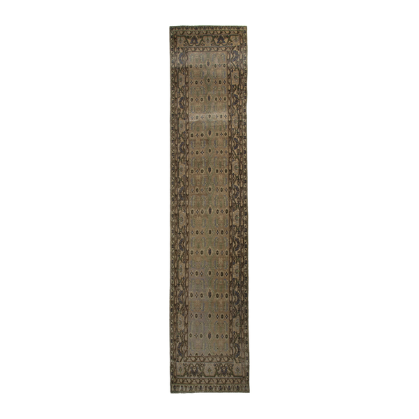 Persian Borujerd runner rug in sage and olive, 3'8" x 17'1"