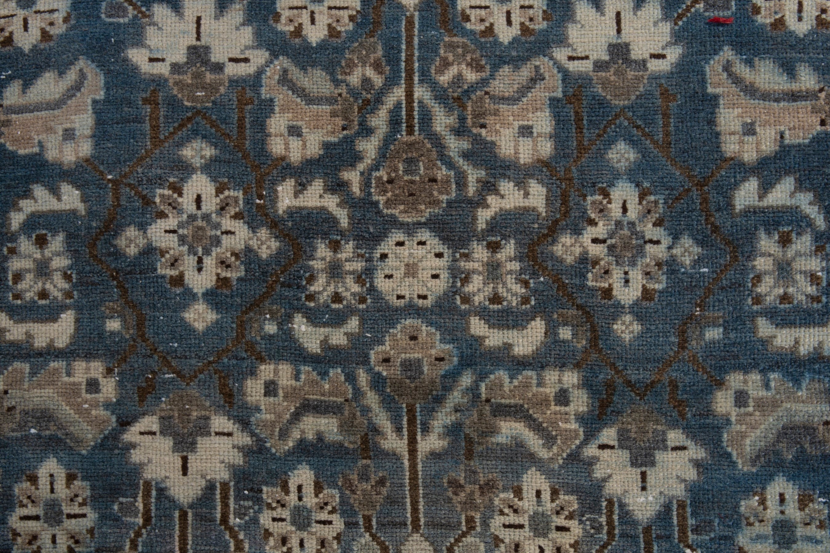 Persian Malayer runner rug in dark blue and antique gold, view 17 of 21