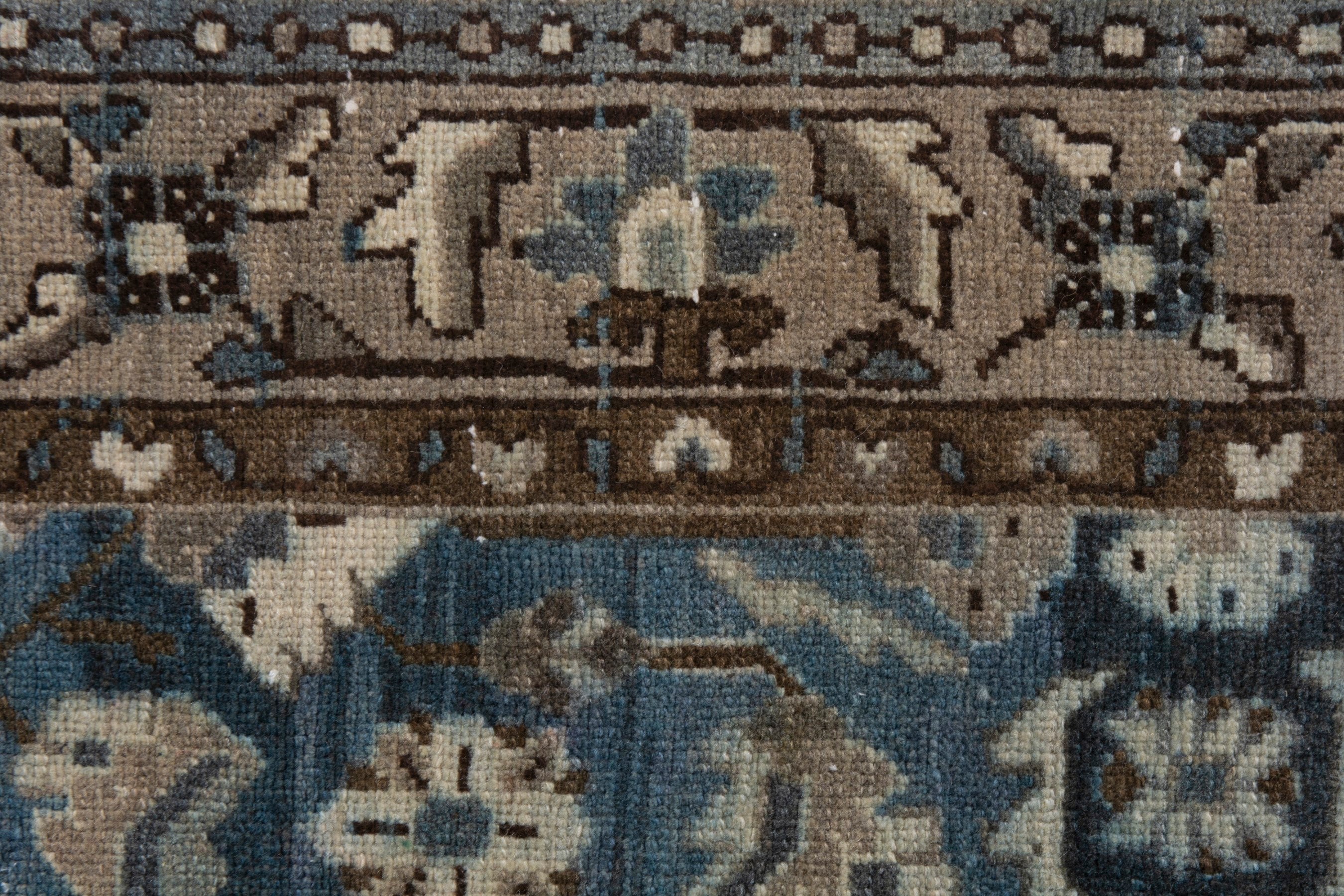 Persian Malayer runner rug in dark blue and antique gold, view 13 of 21