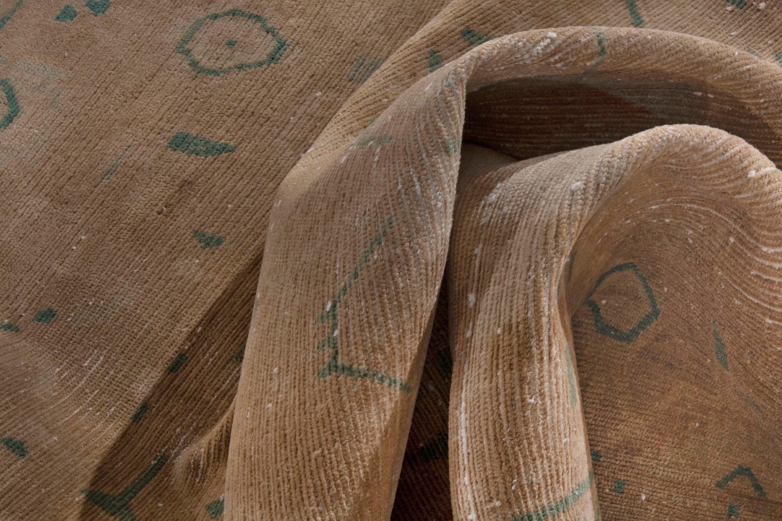 Persian Borujerd area rug in tan and teal, view 16 of 18