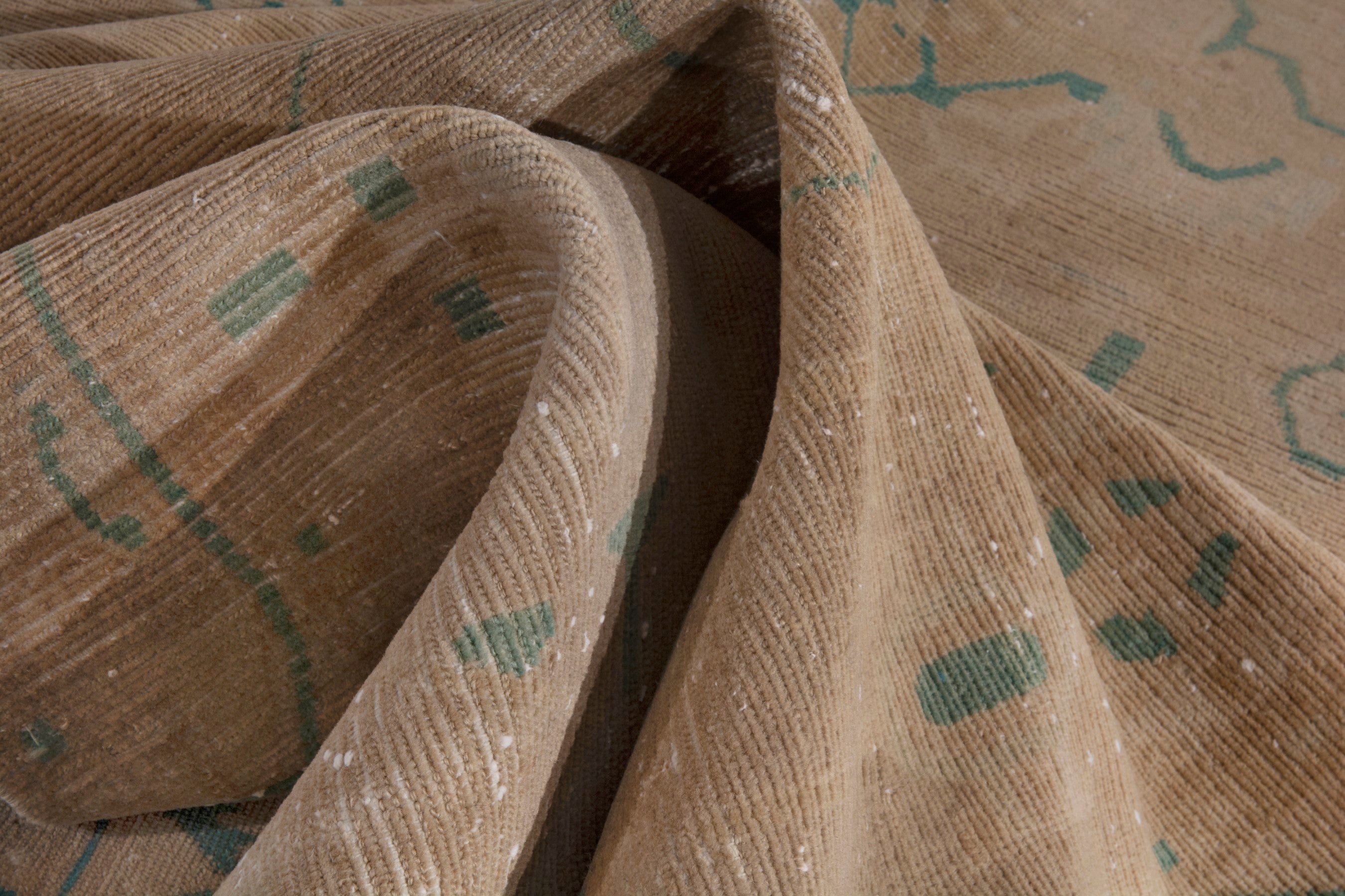 Persian Borujerd area rug in tan and teal, view 17 of 18
