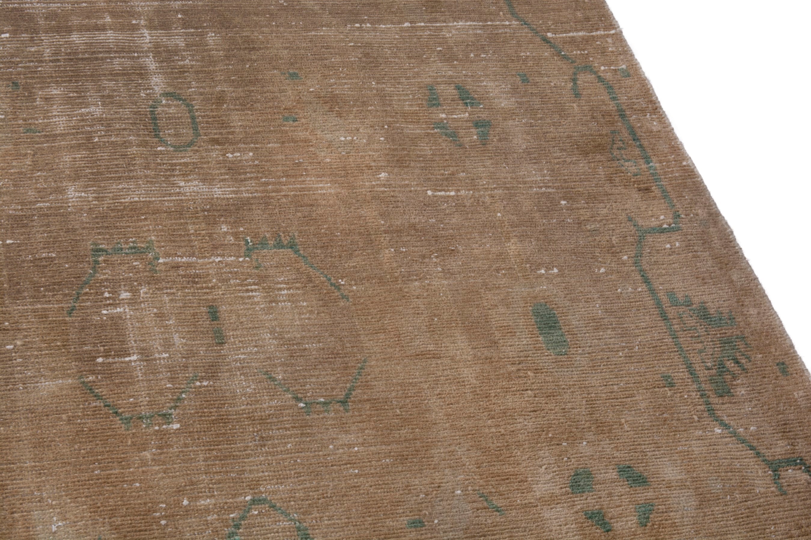 Persian Borujerd area rug in tan and teal, view 7 of 18