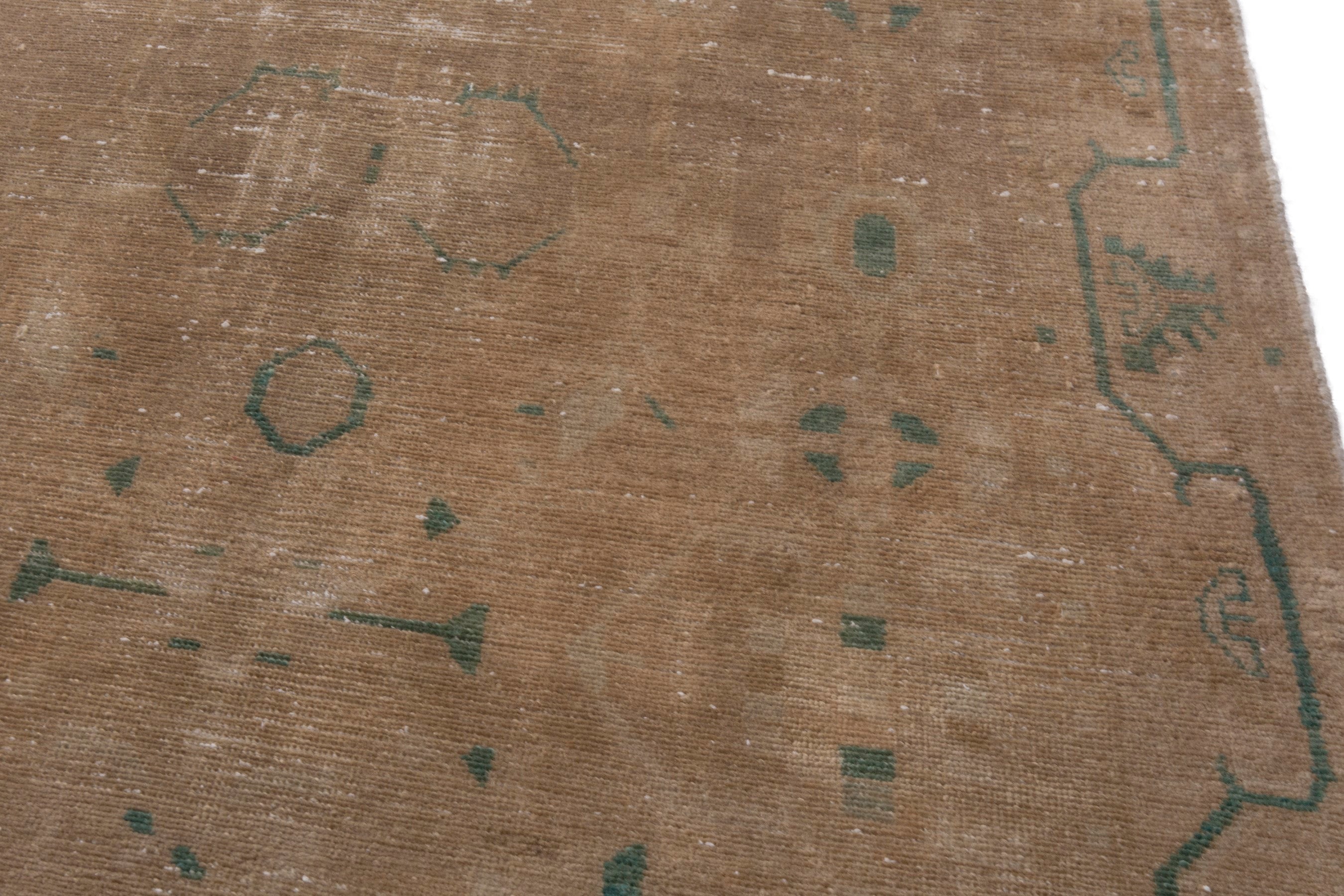 Persian Borujerd area rug in tan and teal, view 9 of 18