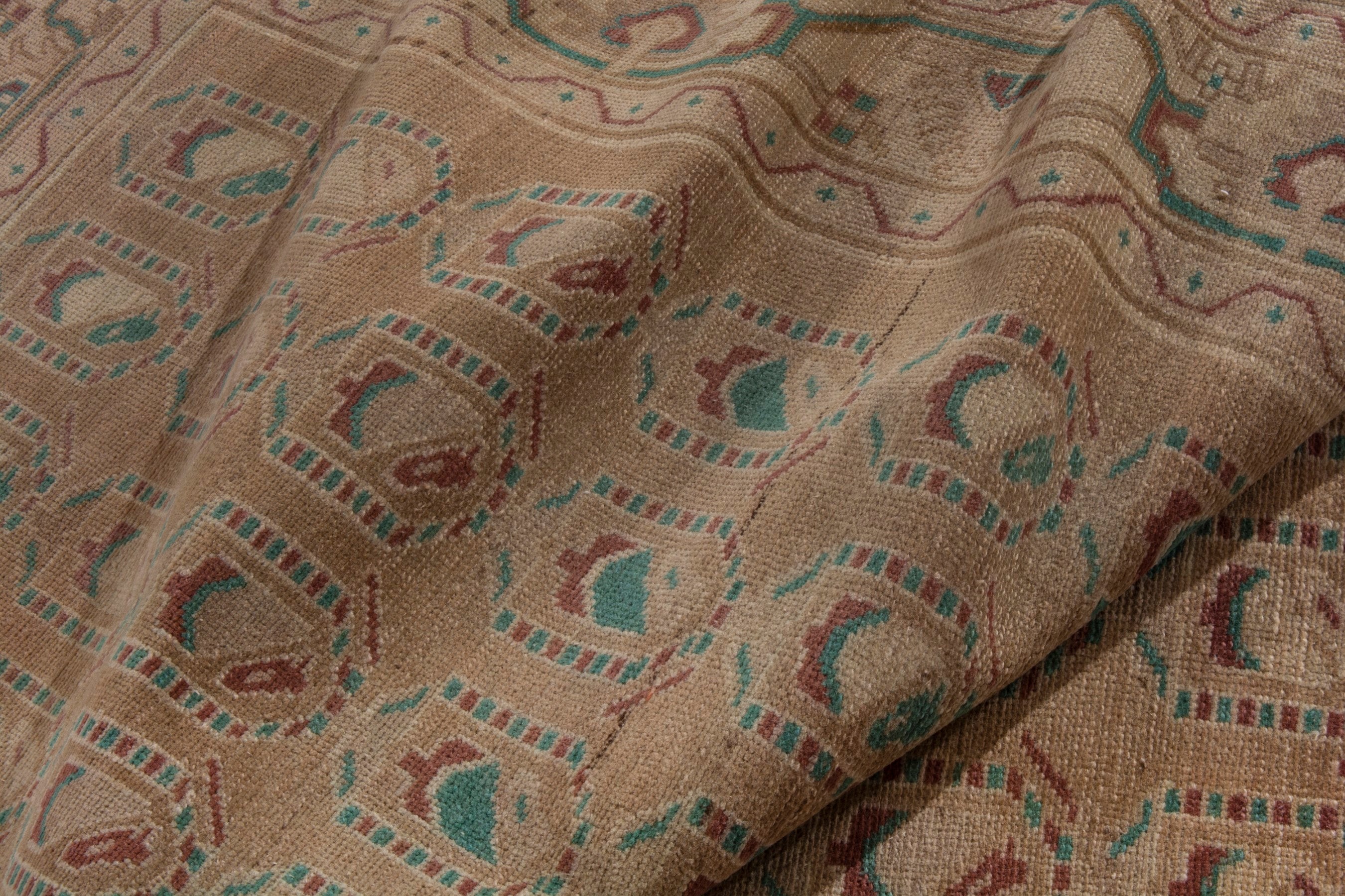 Persian Borujerd area rug in tan and greige, view 17 of 19