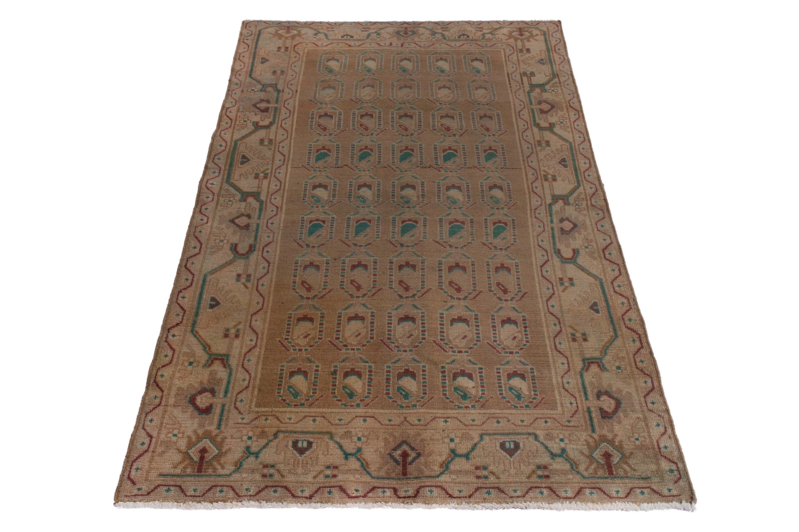 Persian Borujerd area rug in tan and greige, view 2 of 19