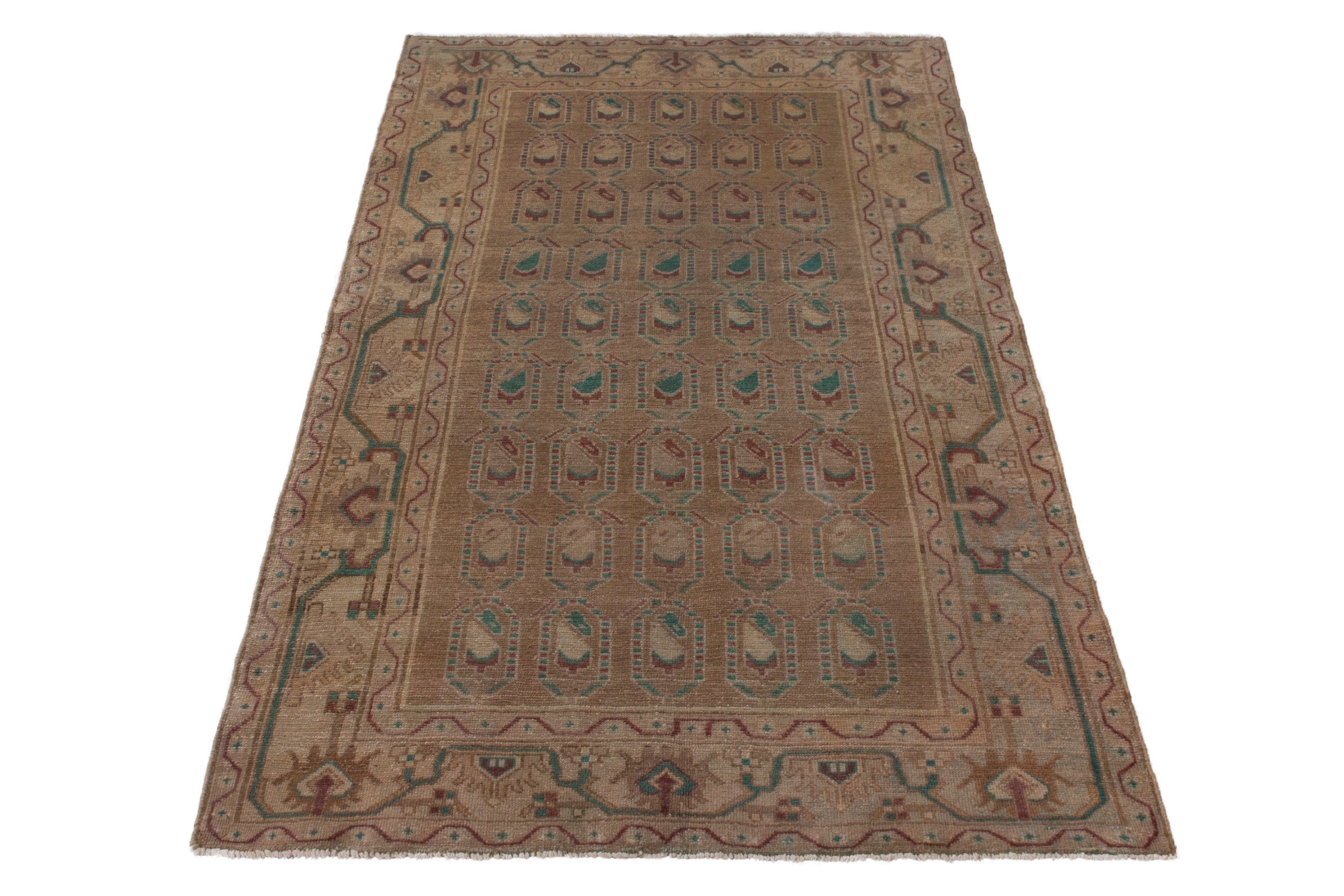 Persian Borujerd area rug in tan and greige, view 3 of 19