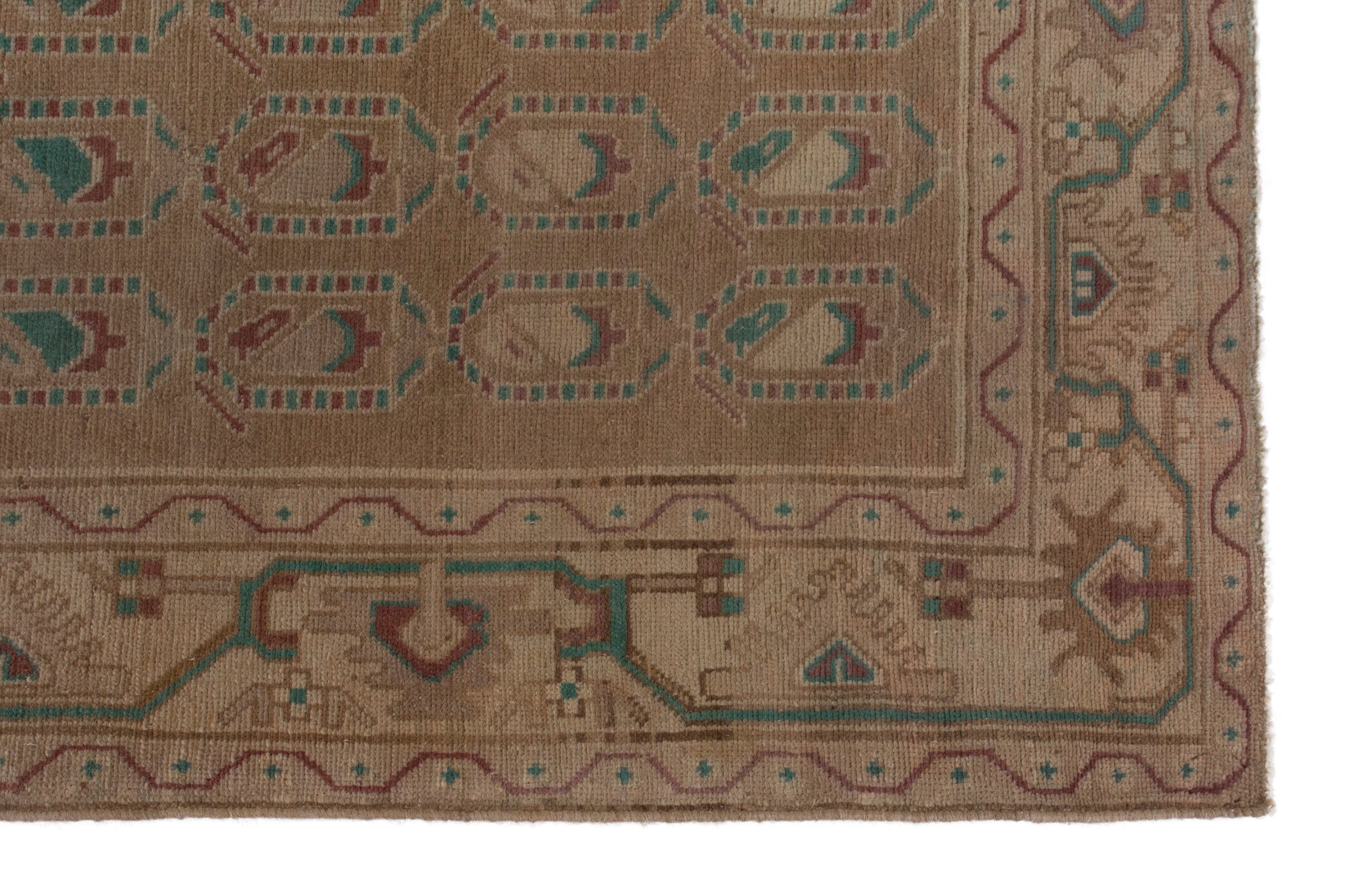 Persian Borujerd area rug in tan and greige, view 5 of 19