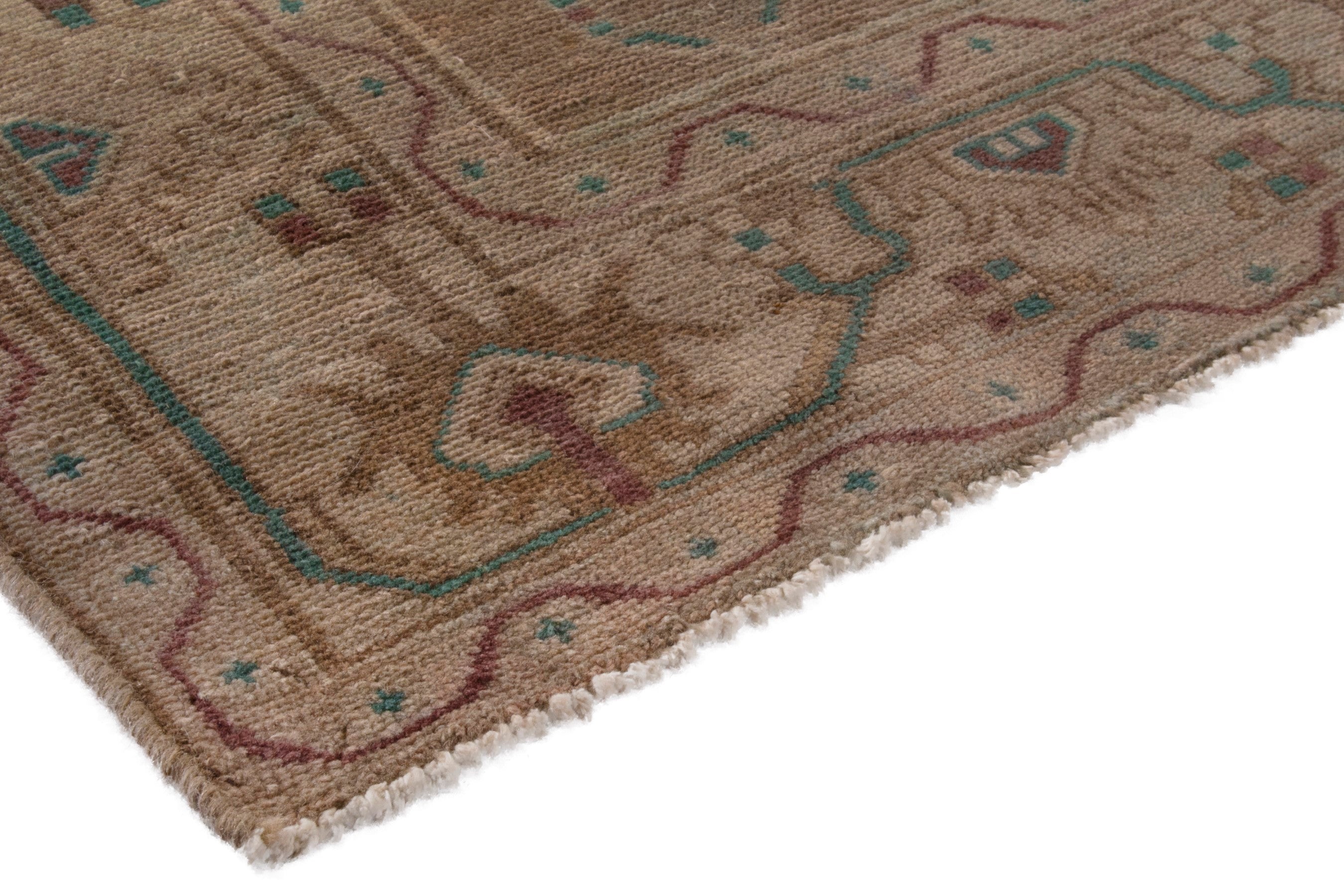 Persian Borujerd area rug in tan and greige, view 4 of 19