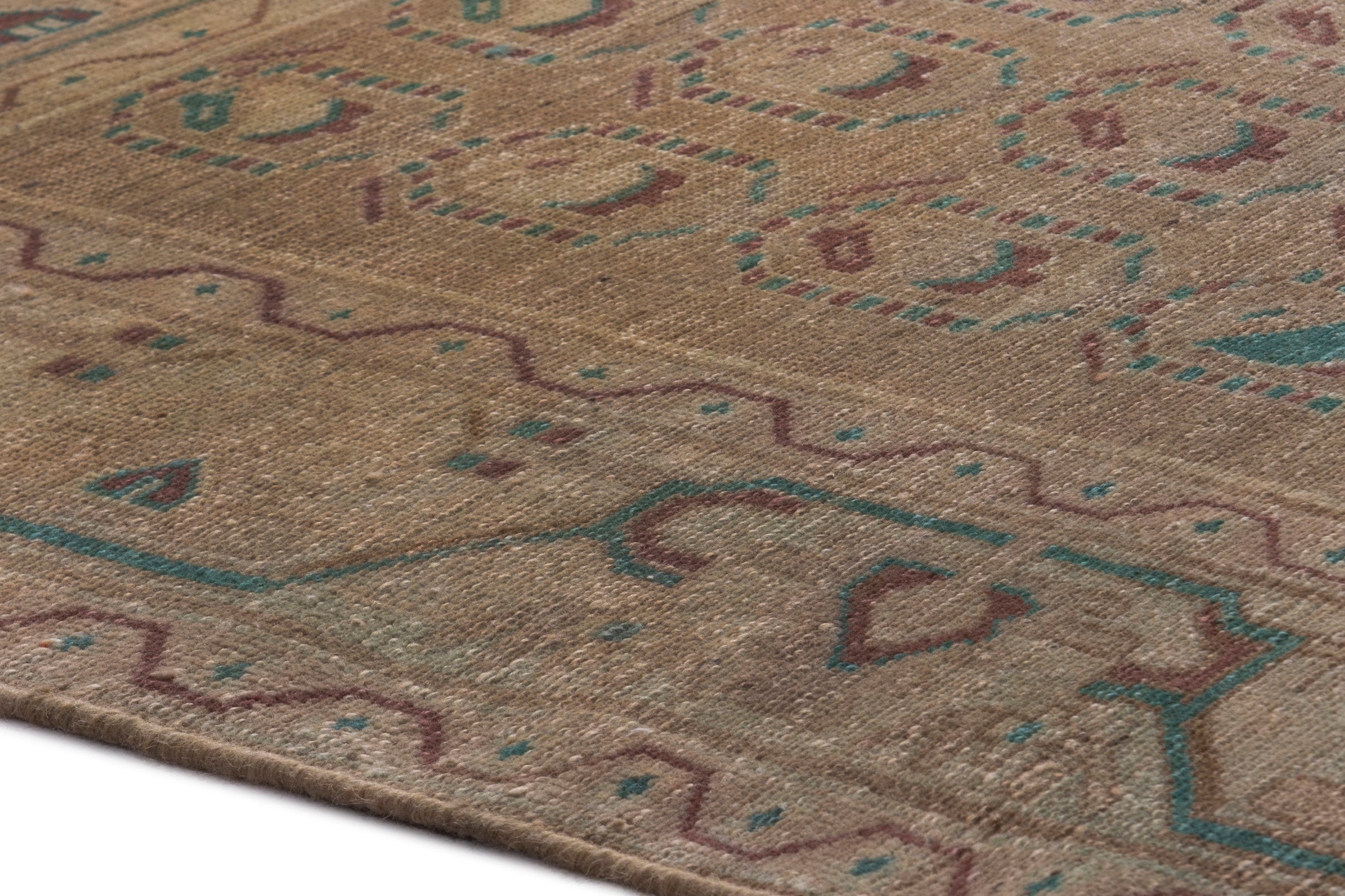 Persian Borujerd area rug in tan and greige, view 8 of 19