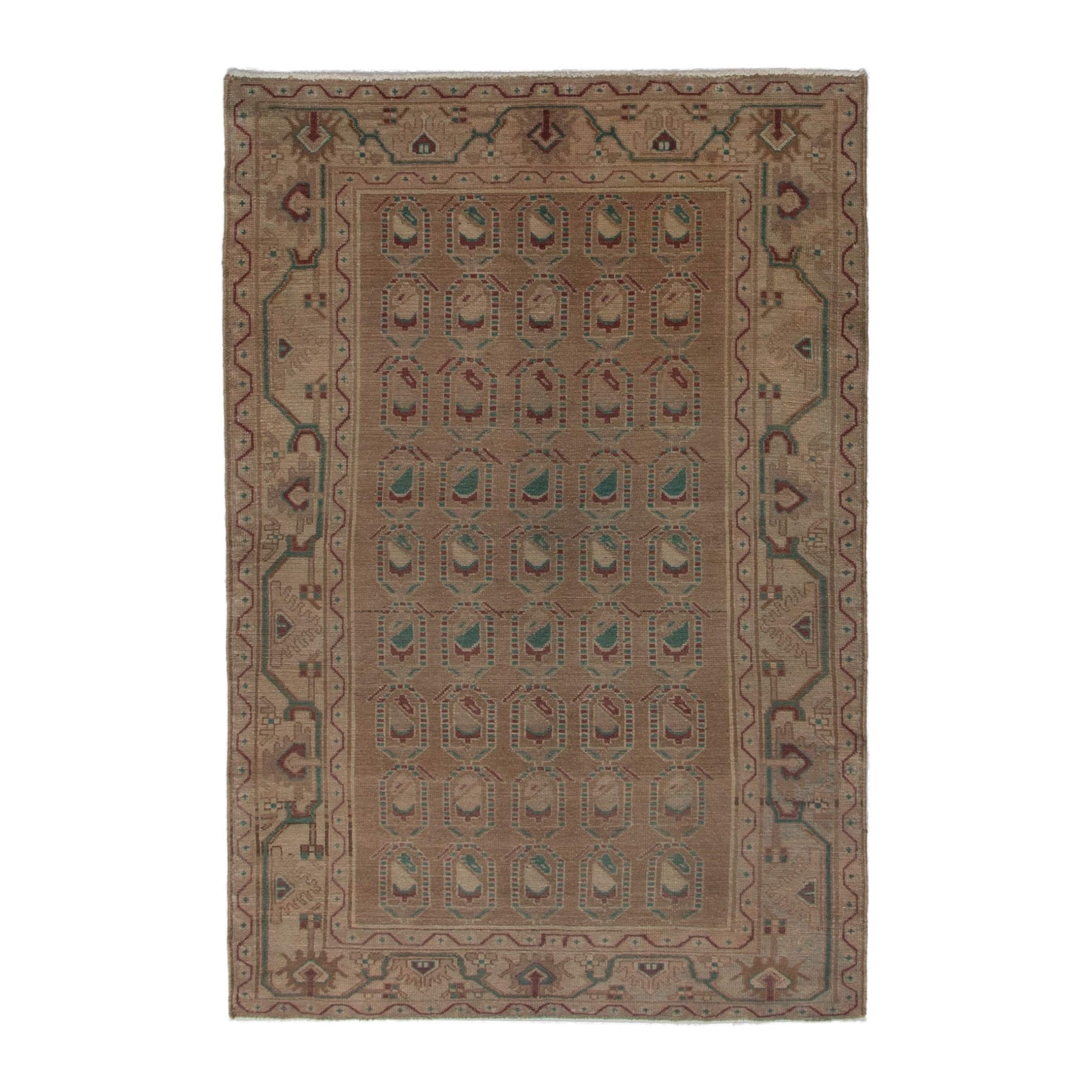Persian Borujerd area rug in tan and greige, 4'6" x 6'11"