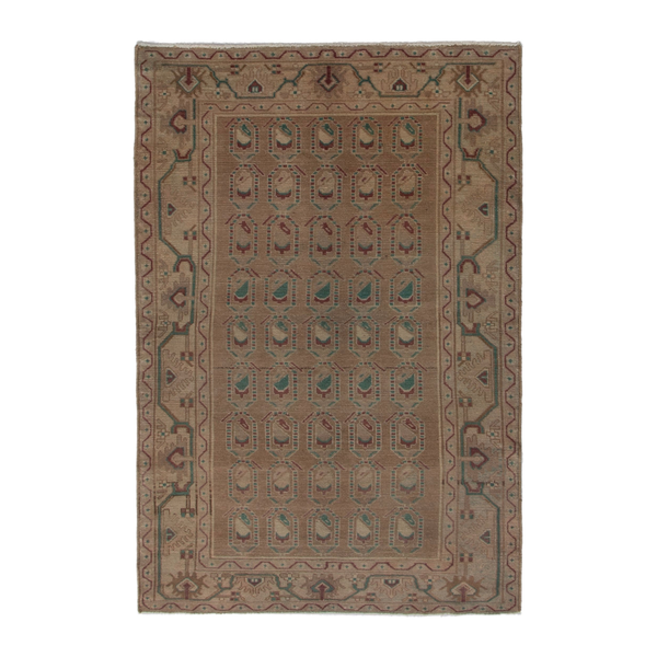 Persian Borujerd area rug in tan and greige, 4'6" x 6'11"