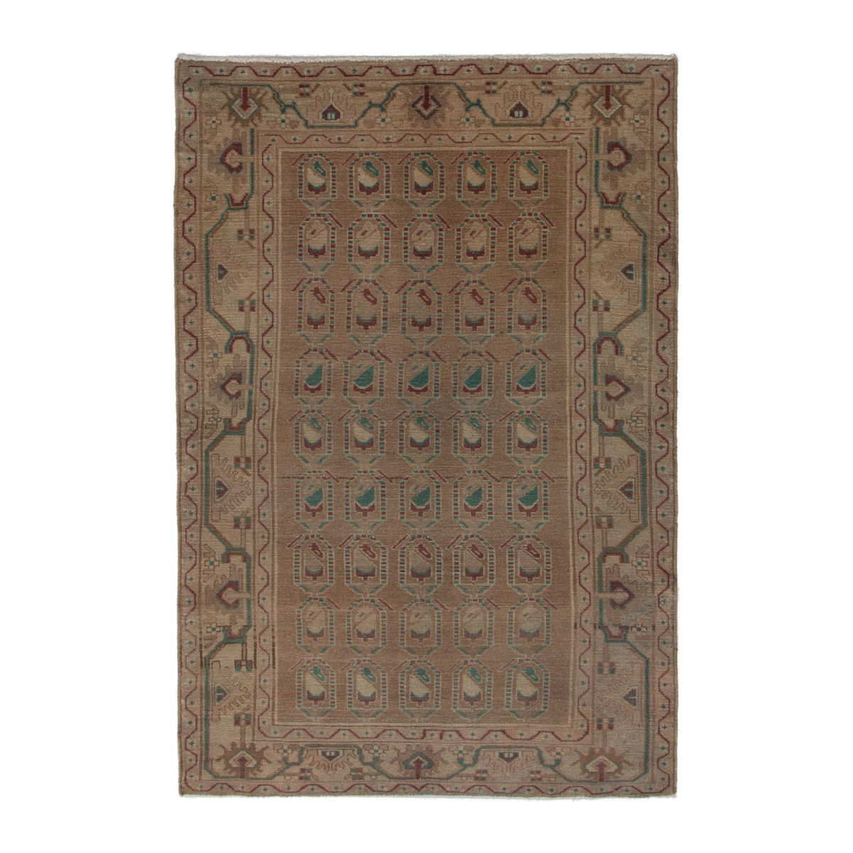 Persian Borujerd area rug in tan and greige, 4'6" x 6'11"