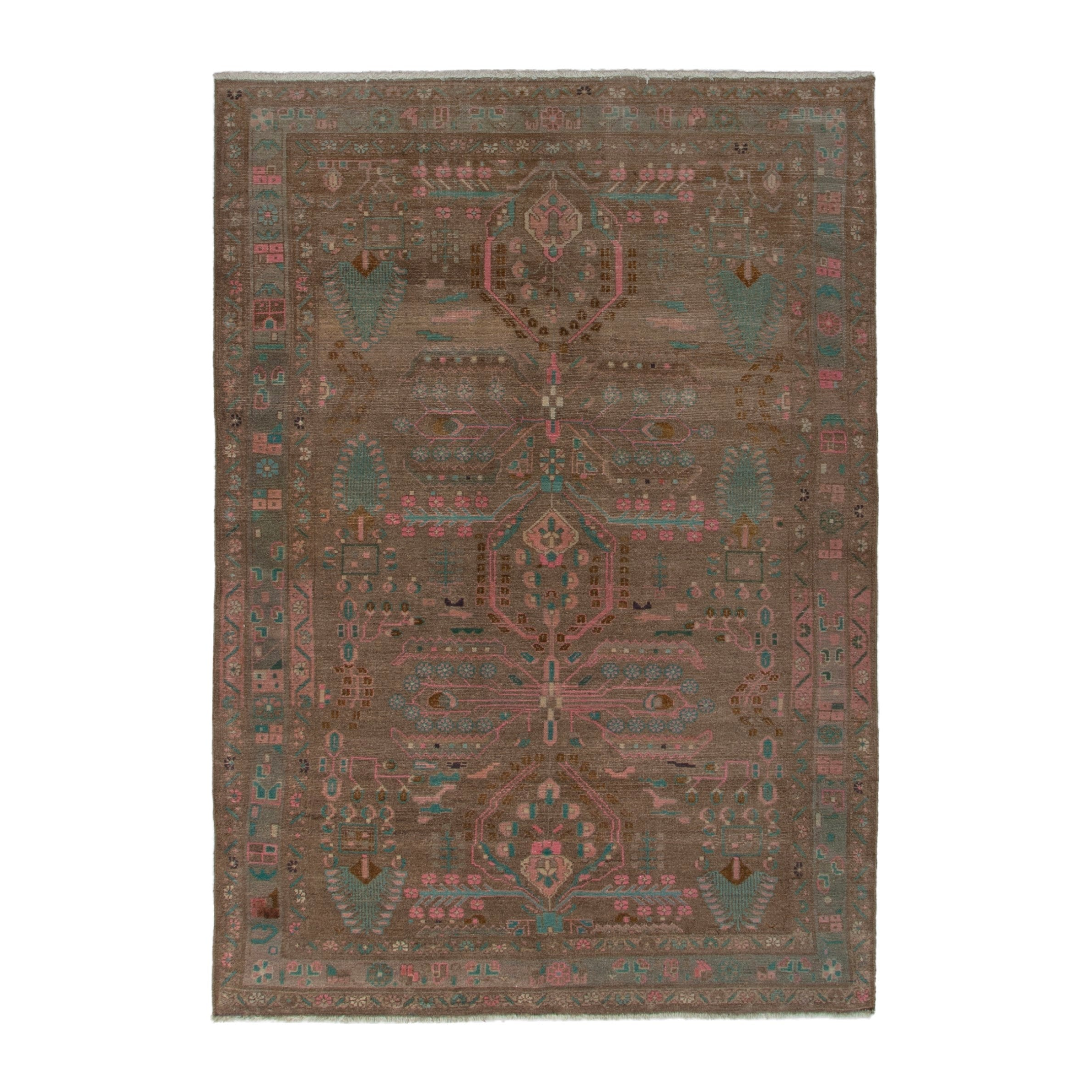 Persian Lori area rug in taupe and faded red, 5'4" x 8'2"