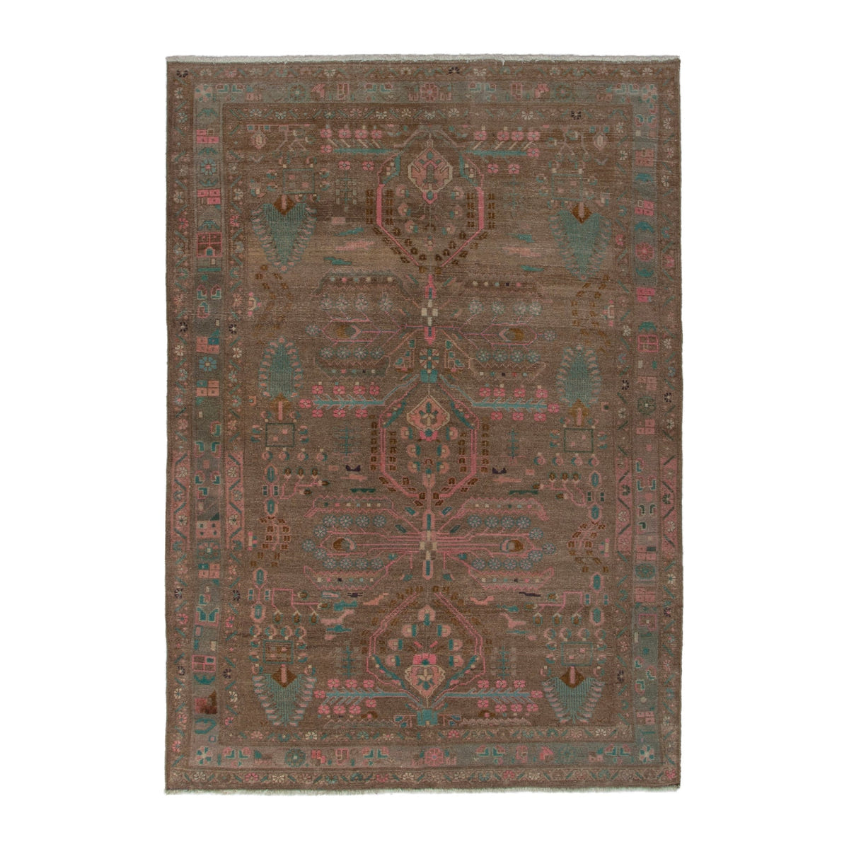 Persian Lori area rug in taupe and faded red, 5'4" x 8'2"