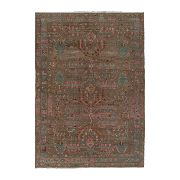 Persian Lori area rug in taupe and faded red, 5'4" x 8'2"