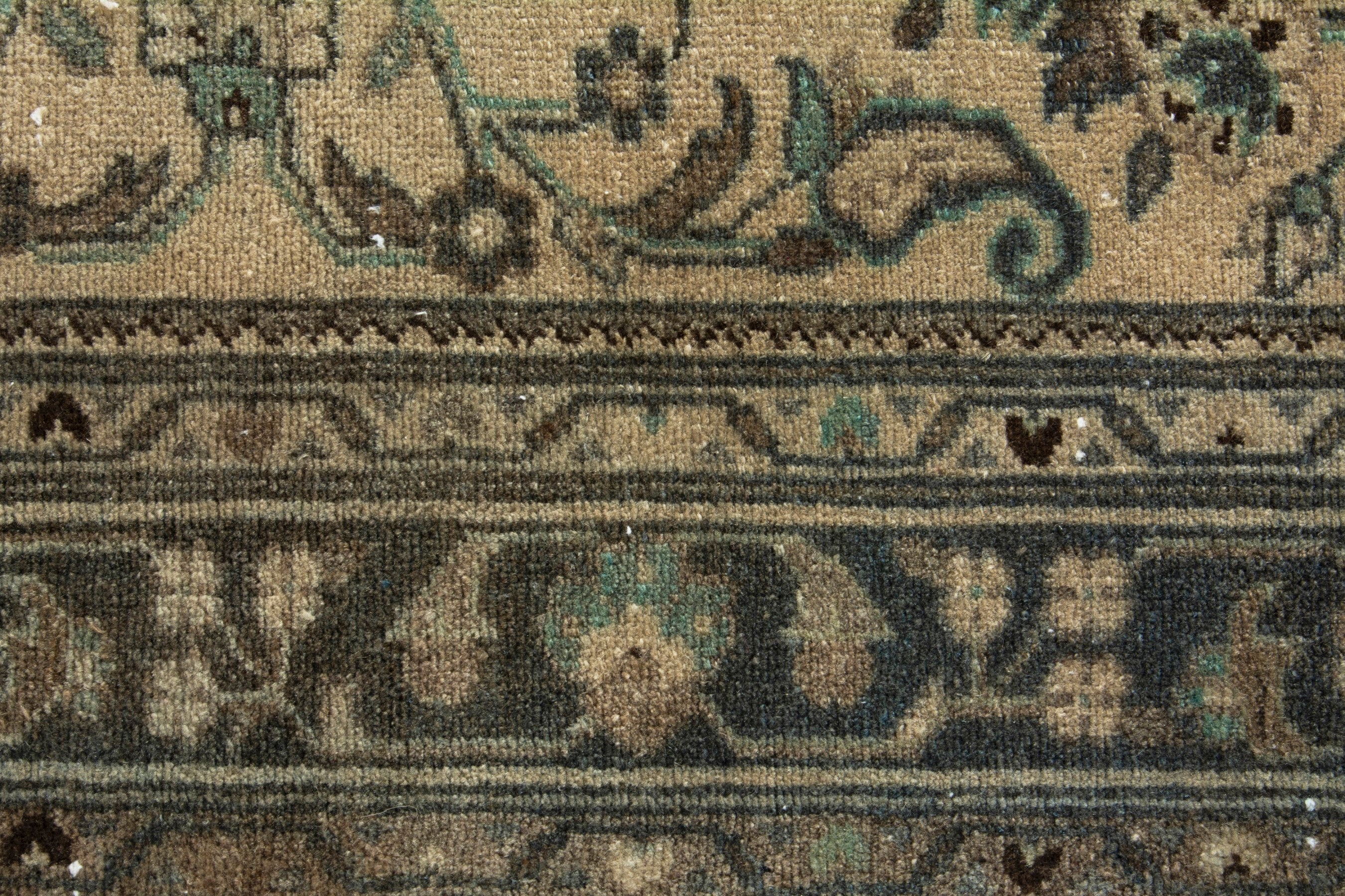 Persian Hamedan runner rug in cream and sage, view 11 of 18