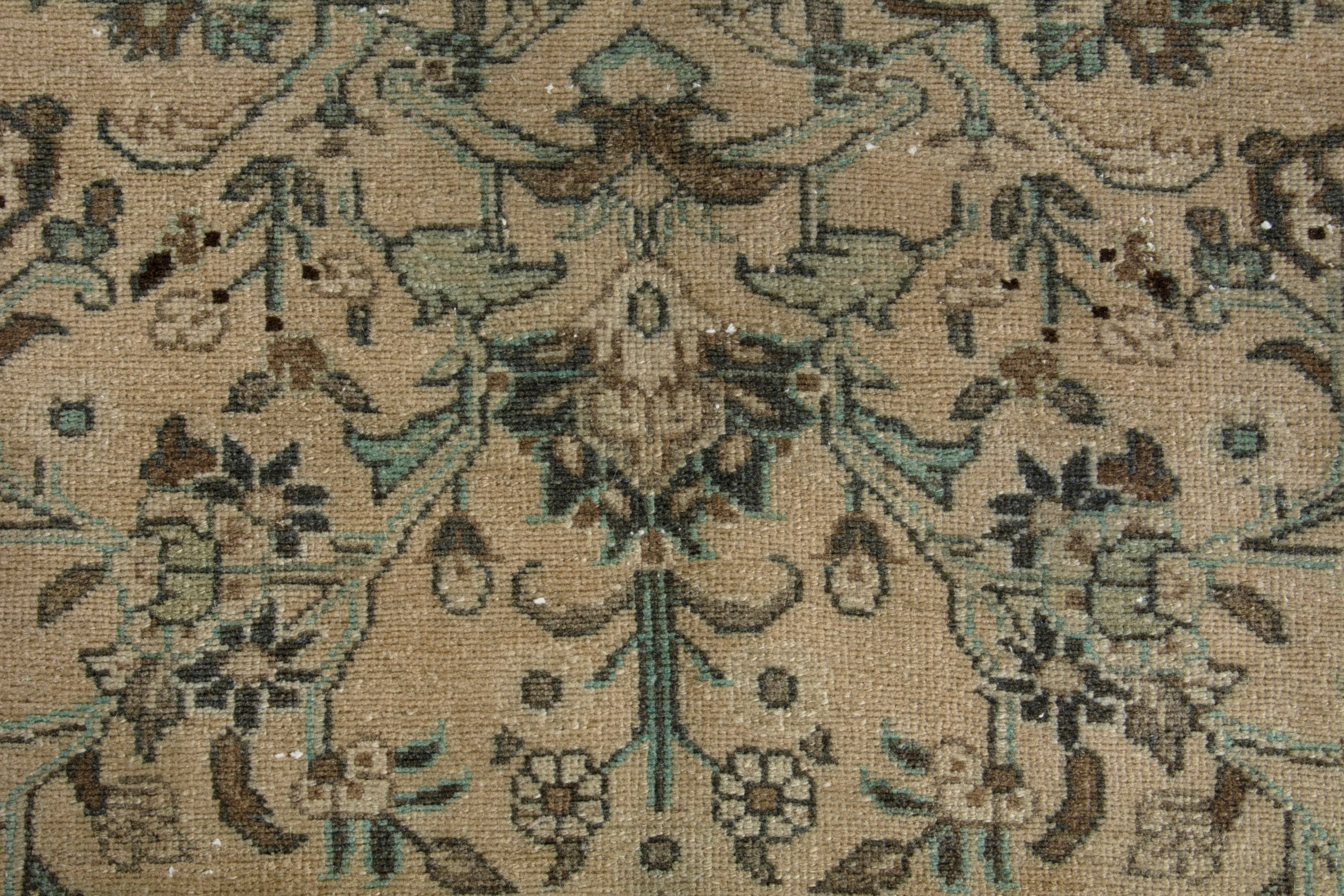 Persian Hamedan runner rug in cream and sage, view 12 of 18