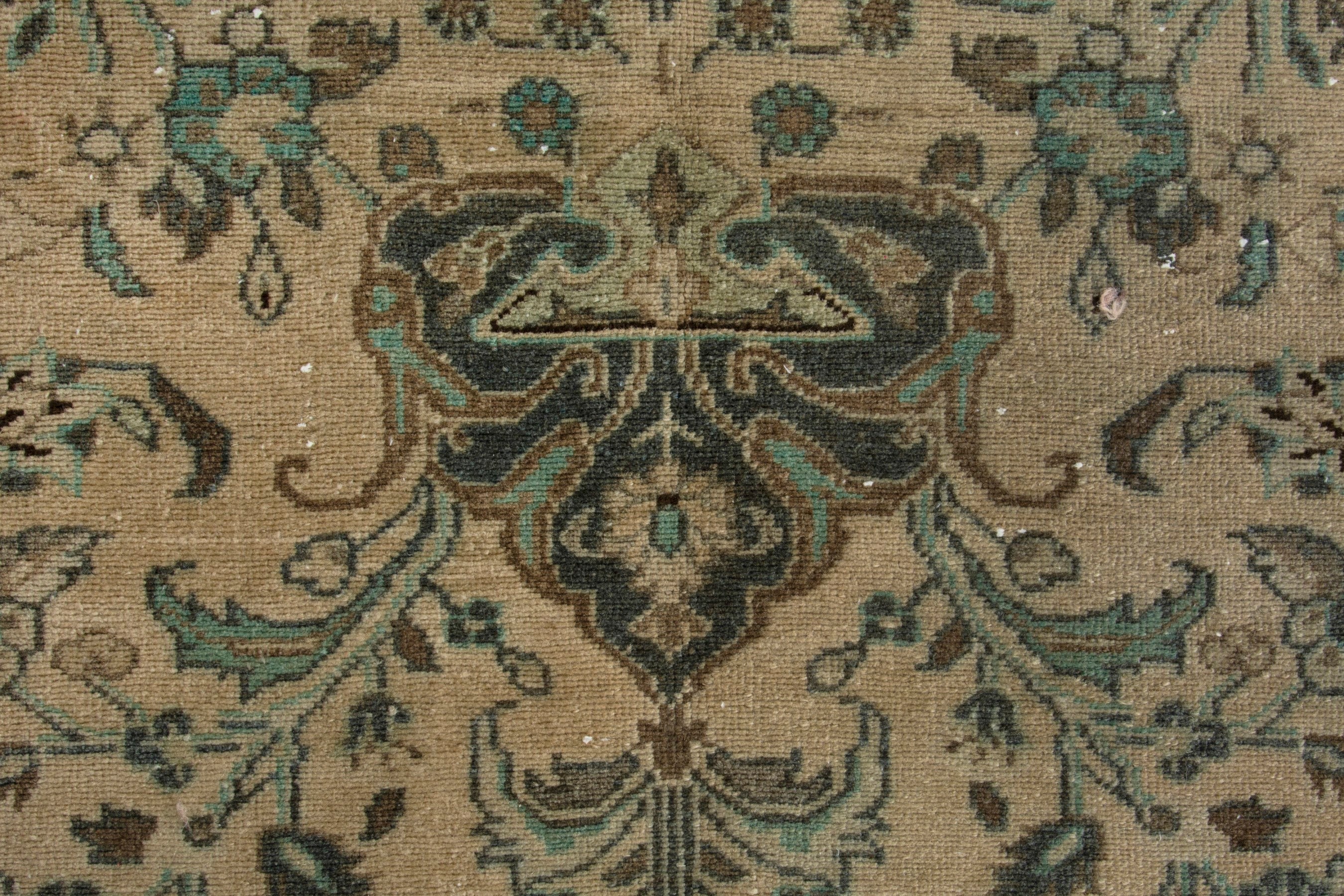 Persian Hamedan runner rug in cream and sage, view 13 of 18