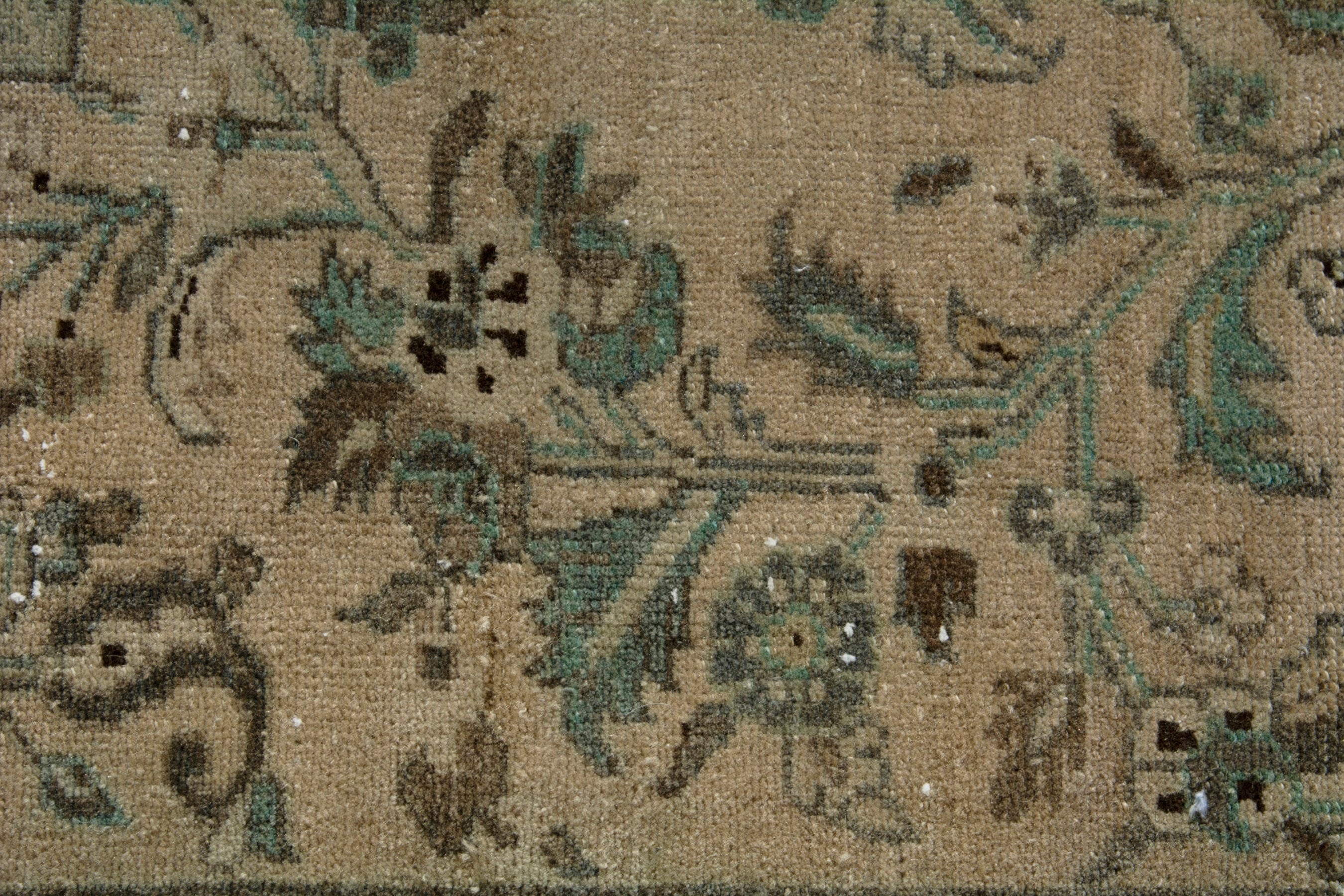 Persian Hamedan runner rug in cream and sage, view 14 of 18