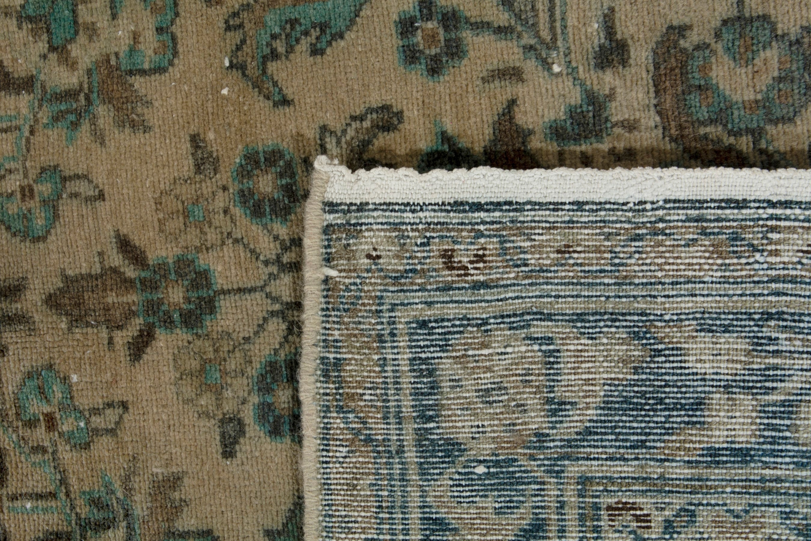 Persian Hamedan runner rug in cream and sage, view 18 of 18