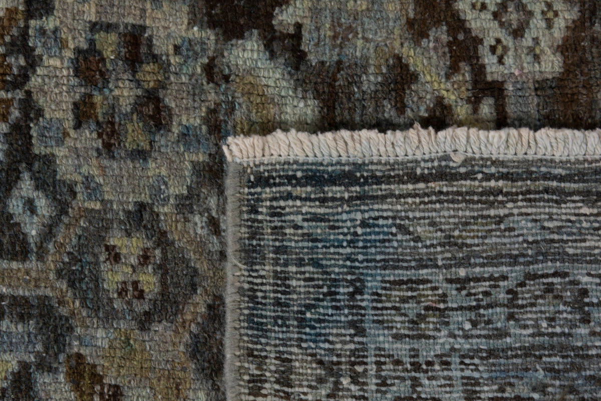 Persian Malayer area rug in dark brown and greige, view 21 of 21