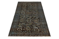 Persian Malayer area rug in dark brown and greige, view 3 of 21