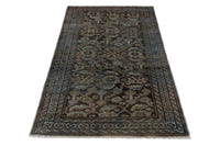 Persian Malayer area rug in dark brown and greige, view 4 of 21
