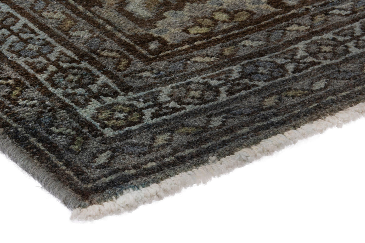 Persian Malayer area rug in dark brown and greige, view 7 of 21
