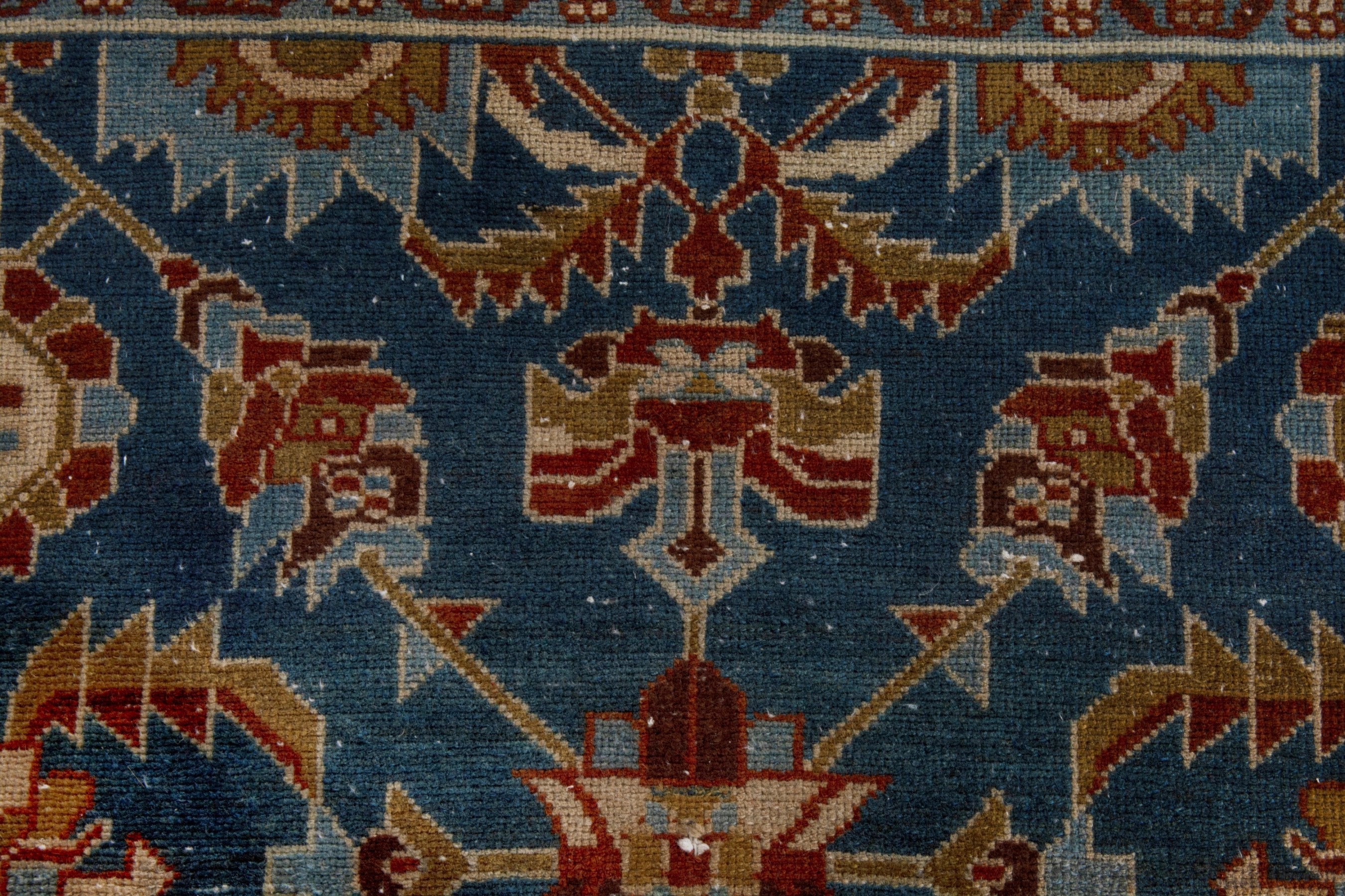 Persian Borujerd area rug in teal and tan, view 20 of 27