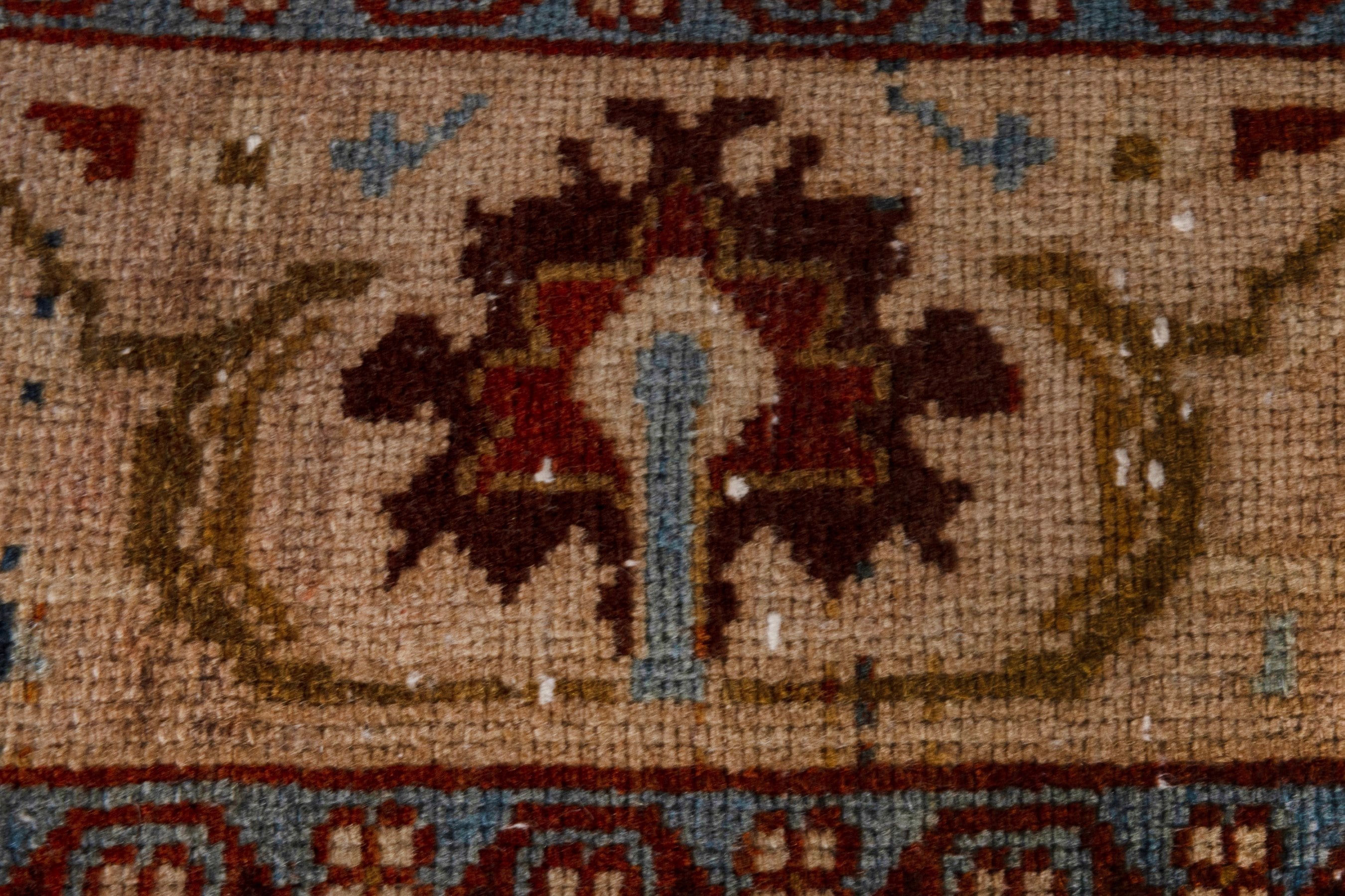 Persian Borujerd area rug in teal and tan, view 16 of 27