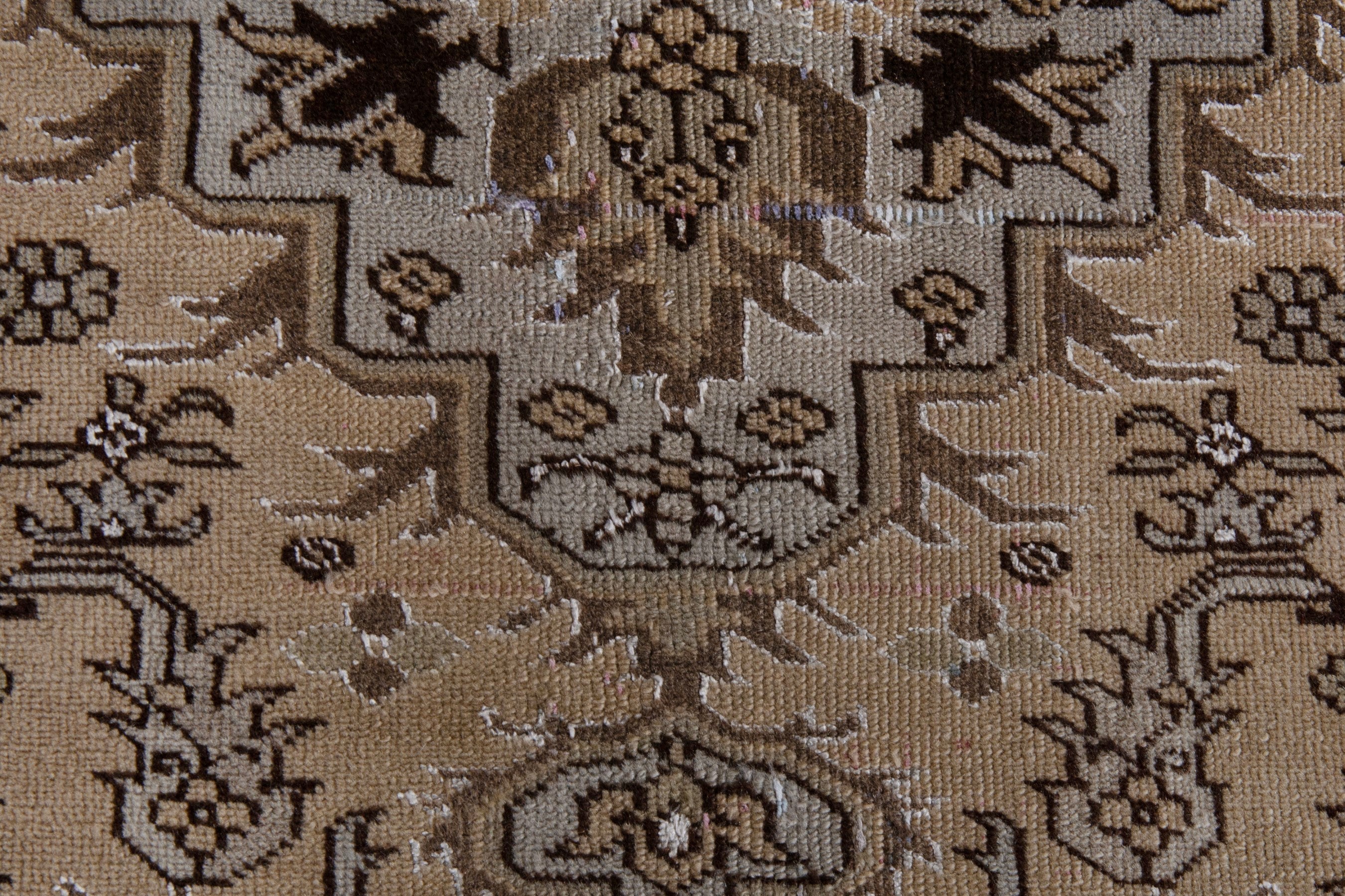 Persian Ardabil accent rug in beige and brown, view 13 of 17