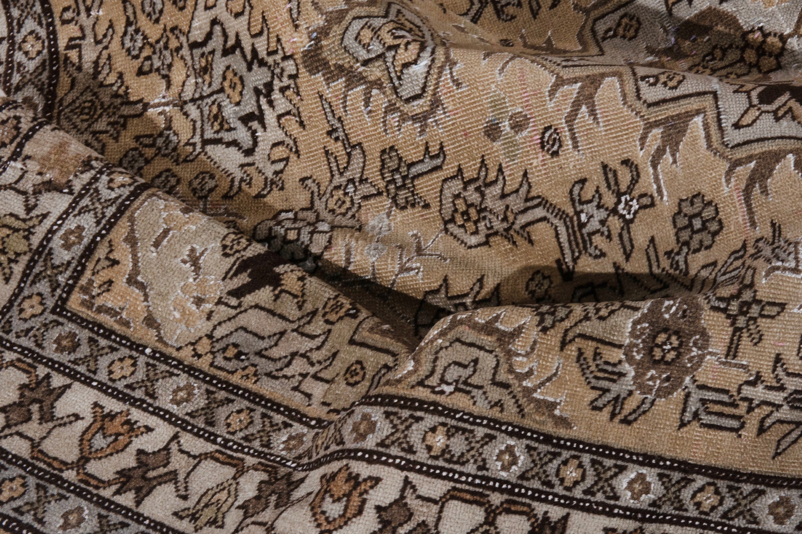 Persian Ardabil accent rug in beige and brown, view 14 of 17