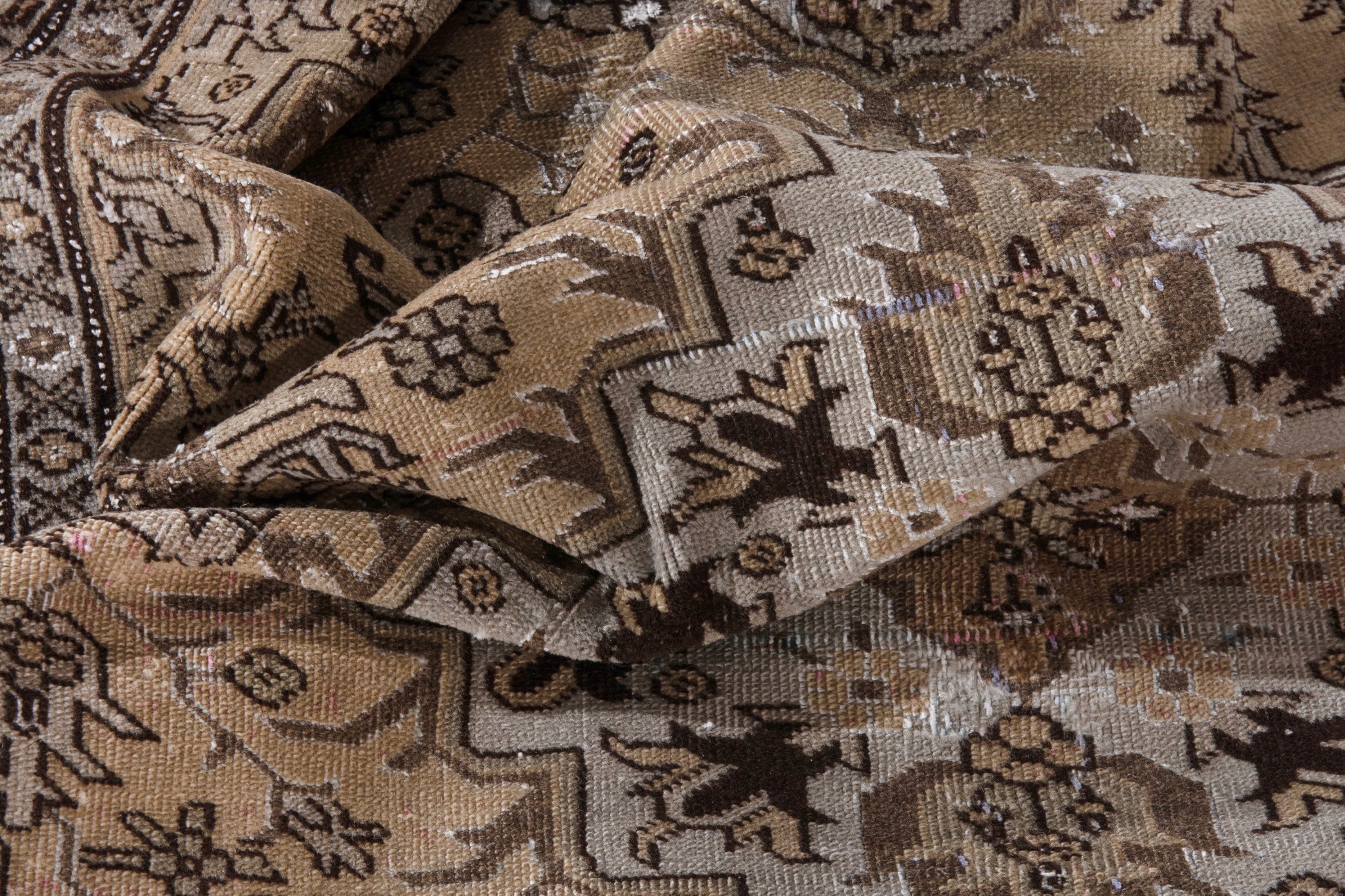 Persian Ardabil accent rug in beige and brown, view 15 of 17