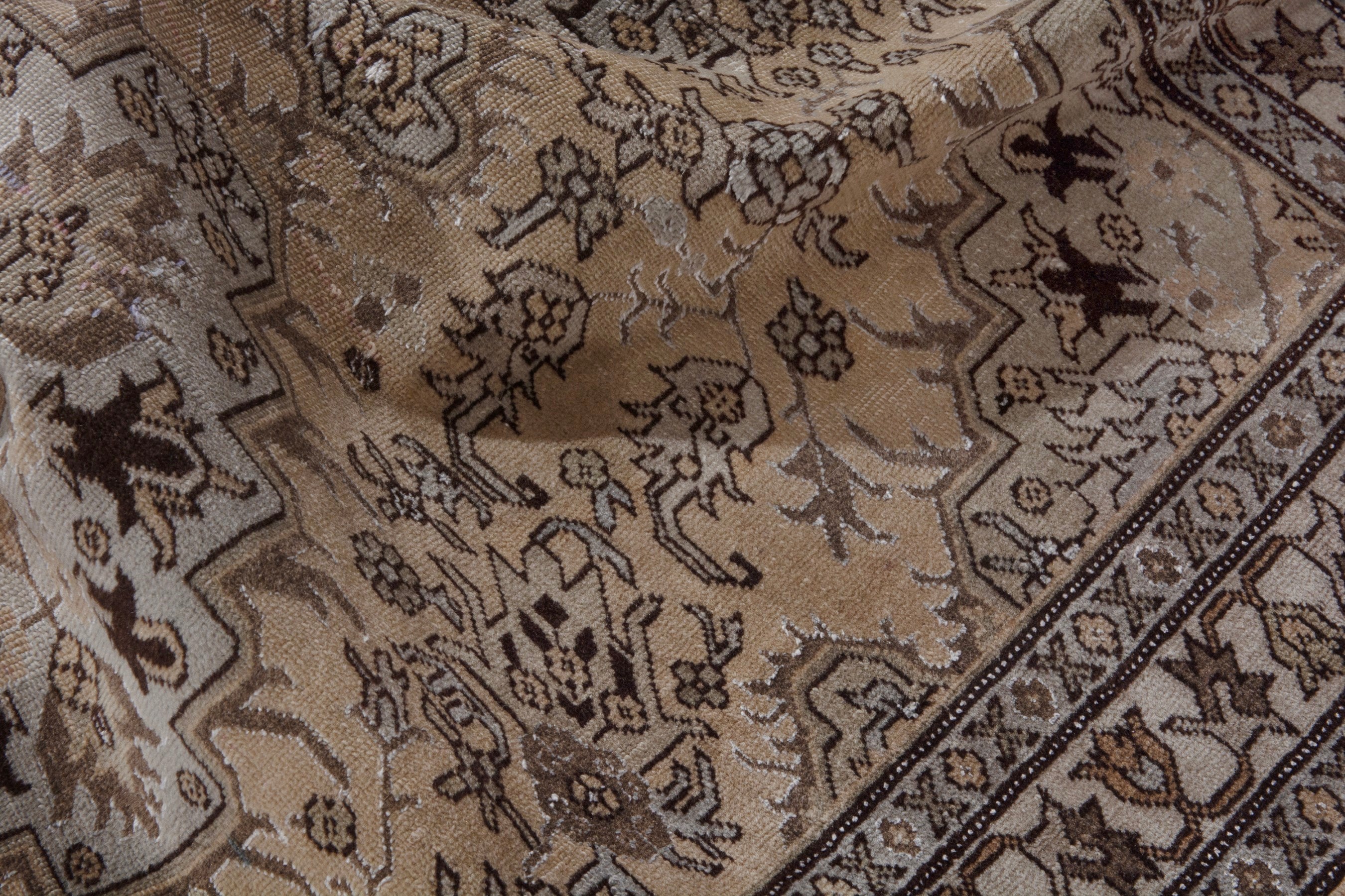 Persian Ardabil accent rug in beige and brown, view 16 of 17