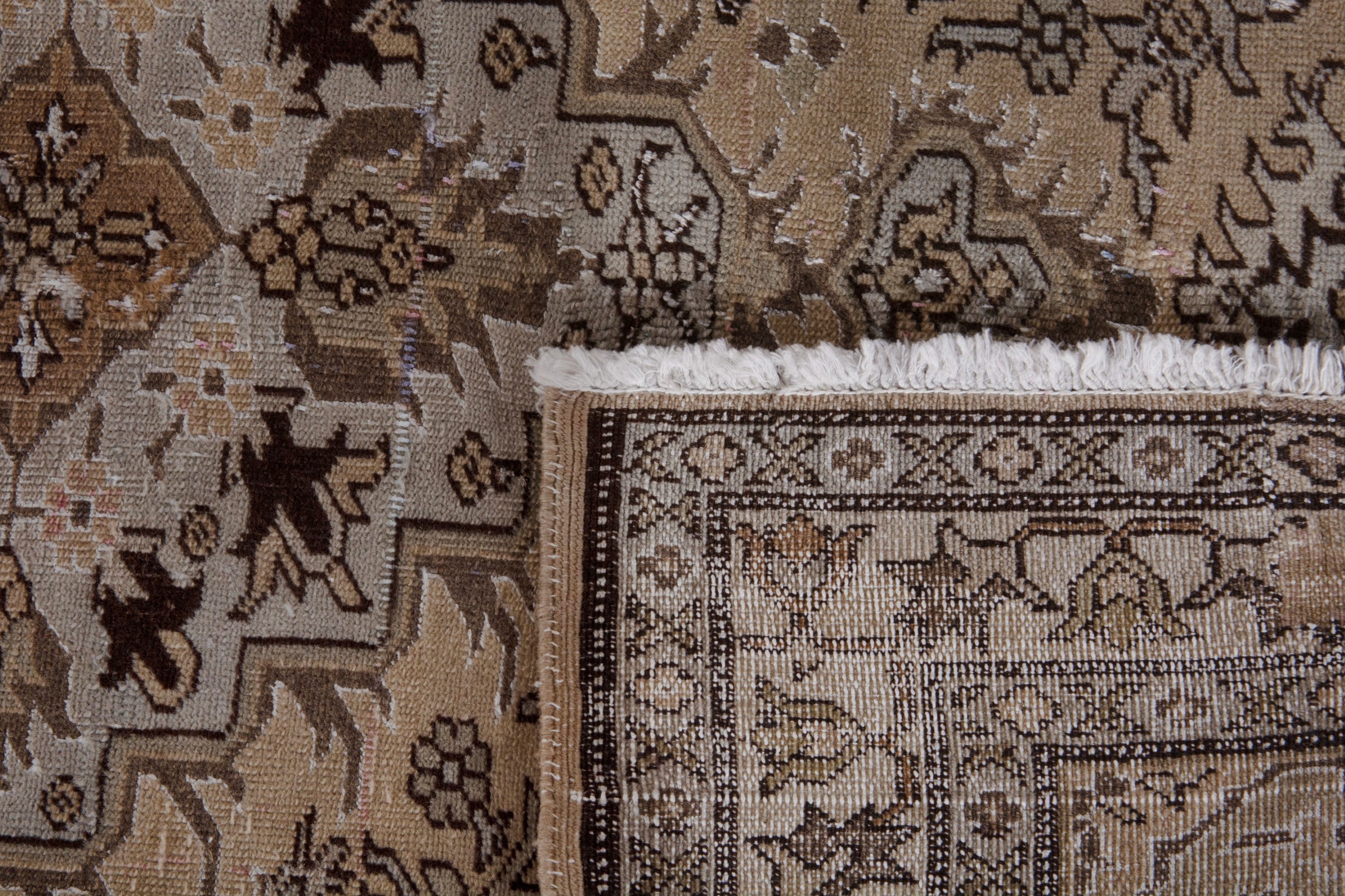 Persian Ardabil accent rug in beige and brown, view 17 of 17