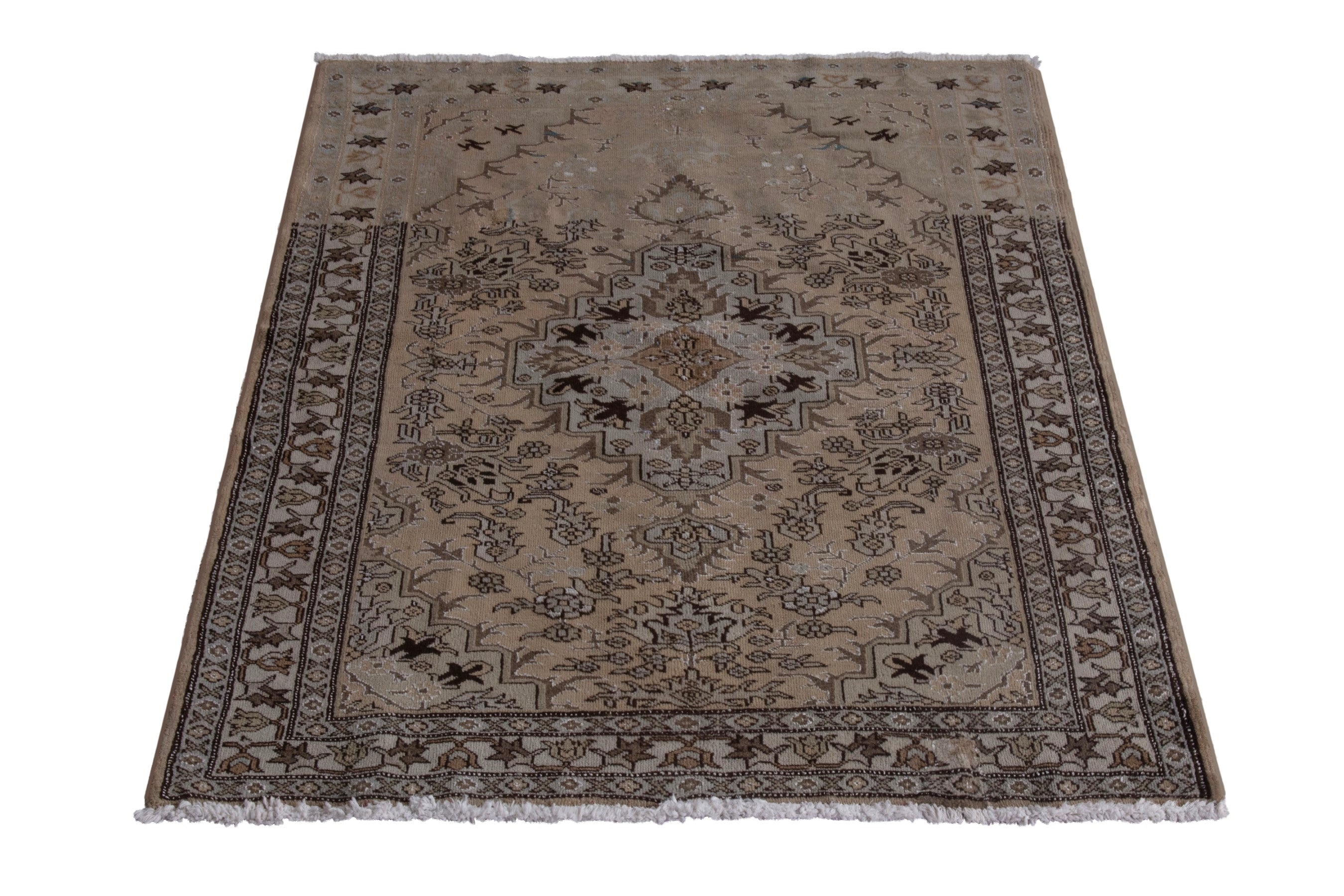 Persian Ardabil accent rug in beige and brown, view 2 of 17