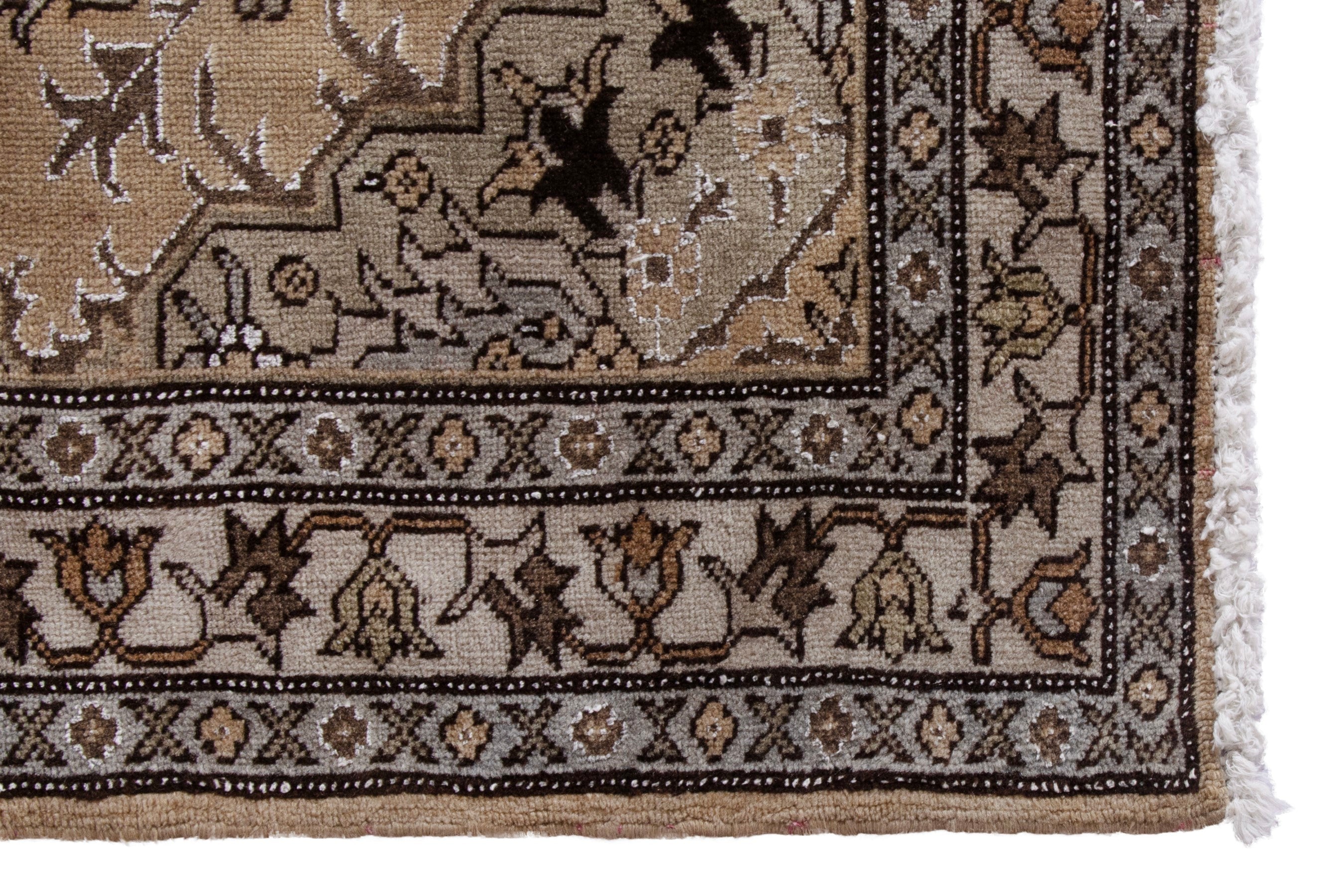 Persian Ardabil accent rug in beige and brown, view 5 of 17