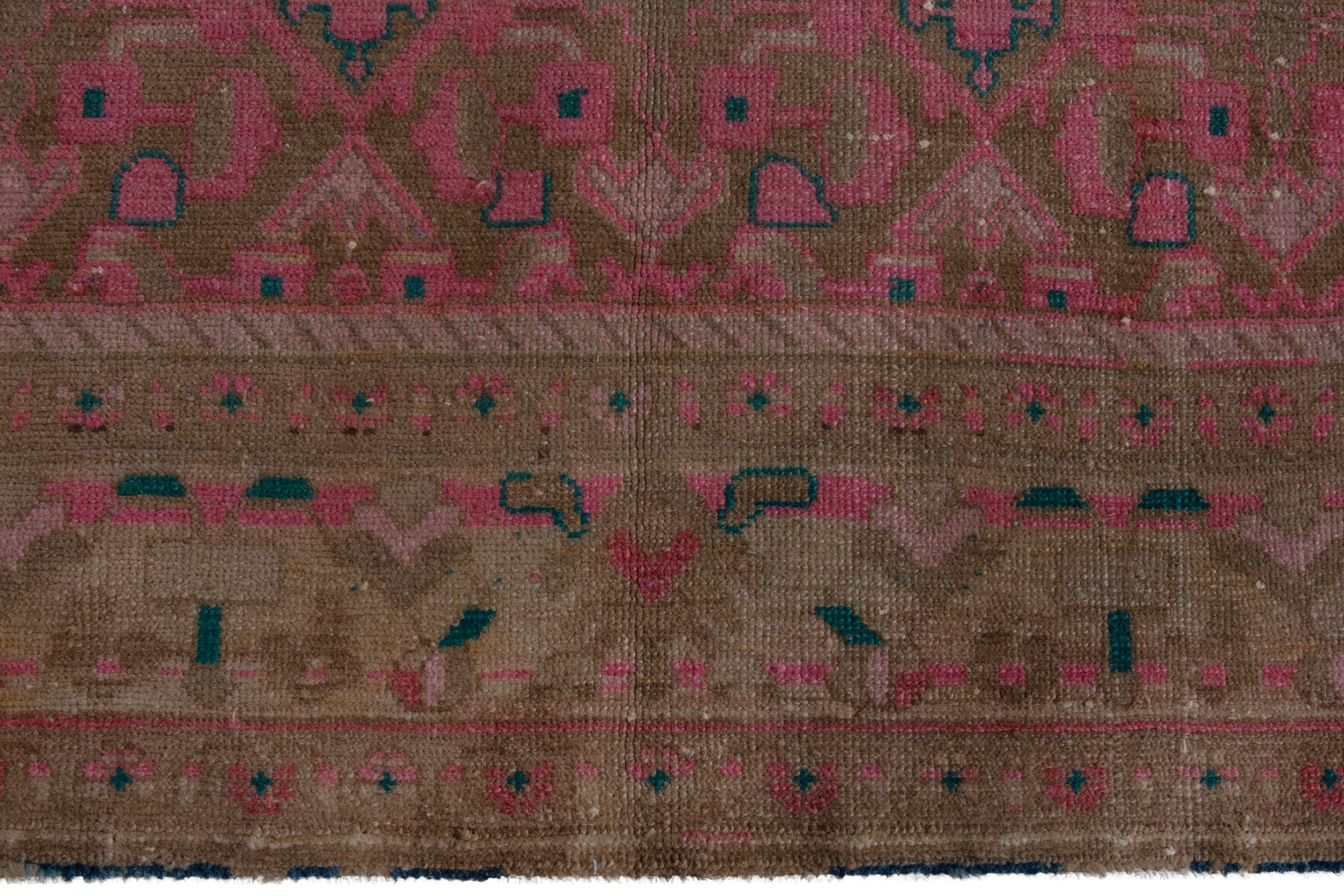 Persian Malayer area rug in teal and muted pink, view 11 of 22