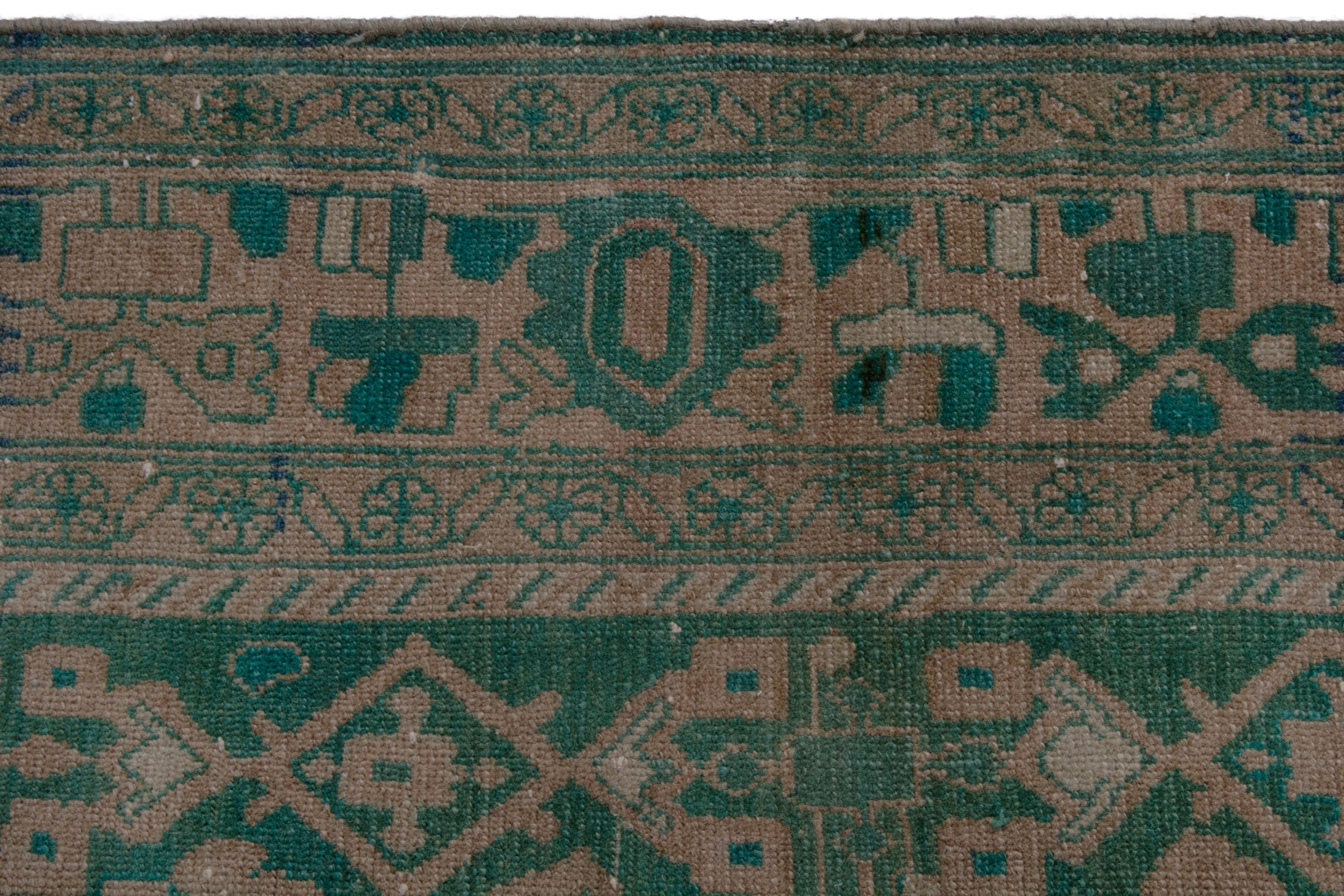 Persian Malayer area rug in teal and muted pink, view 12 of 22