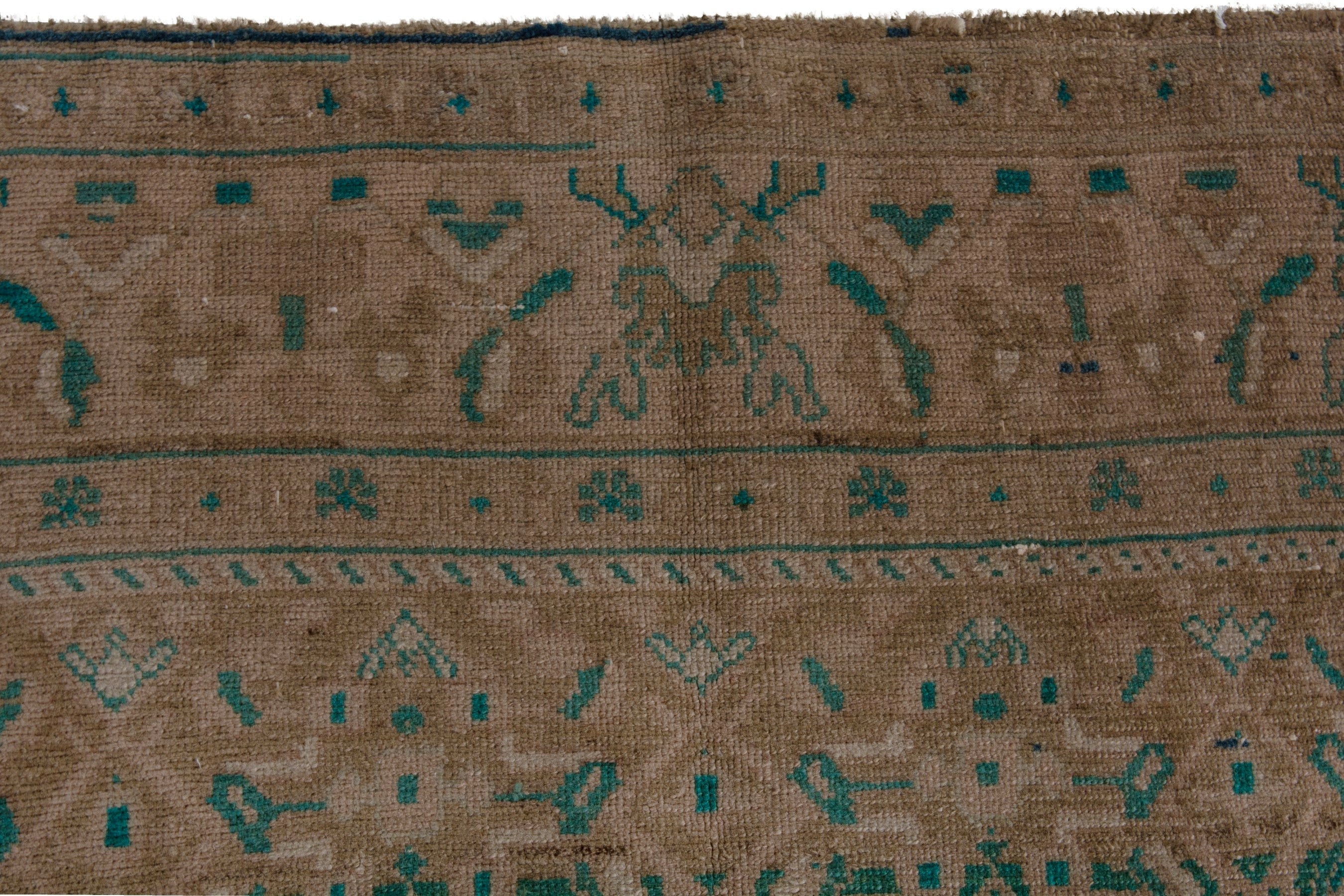 Persian Malayer area rug in teal and muted pink, view 13 of 22