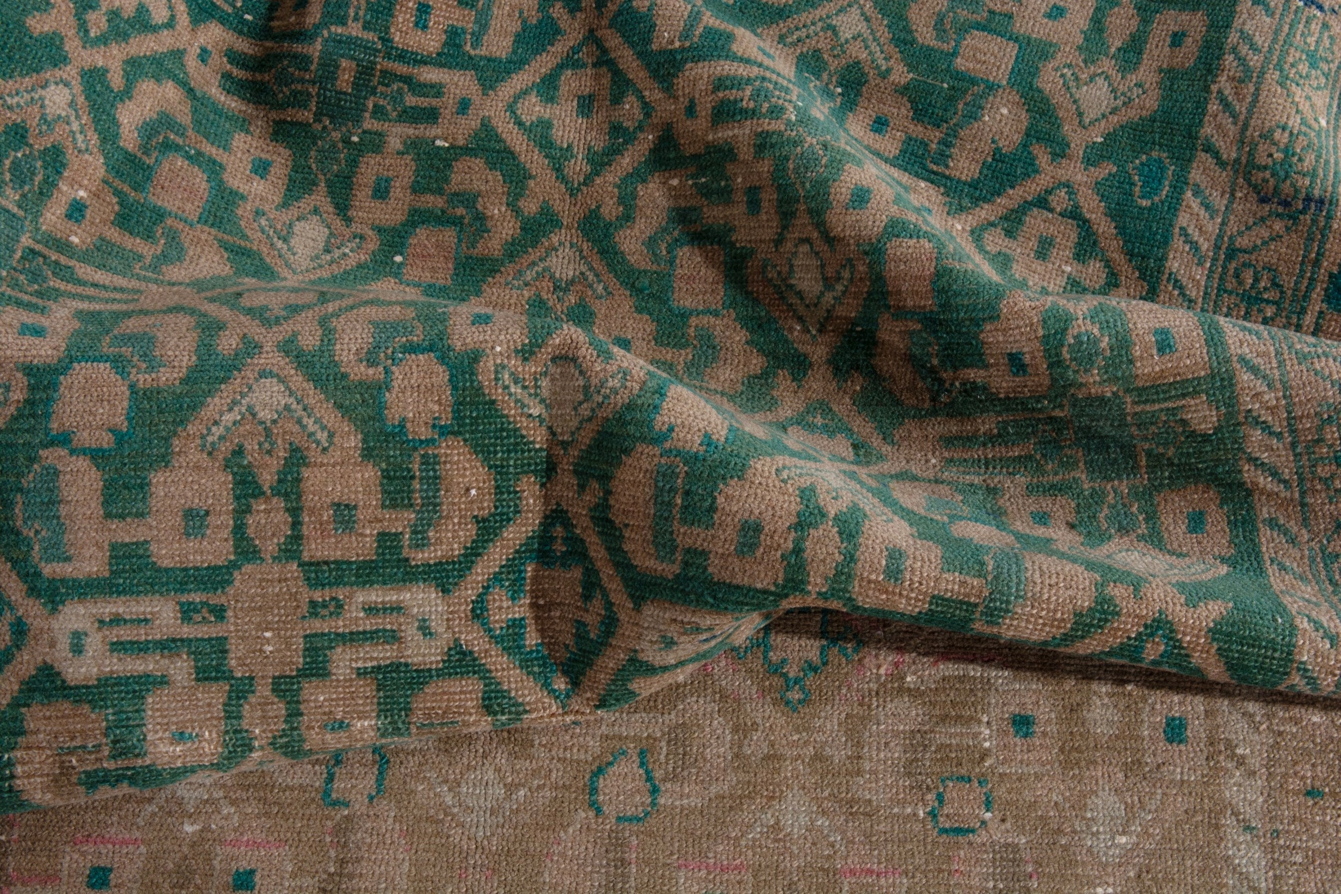 Persian Malayer area rug in teal and muted pink, view 18 of 22